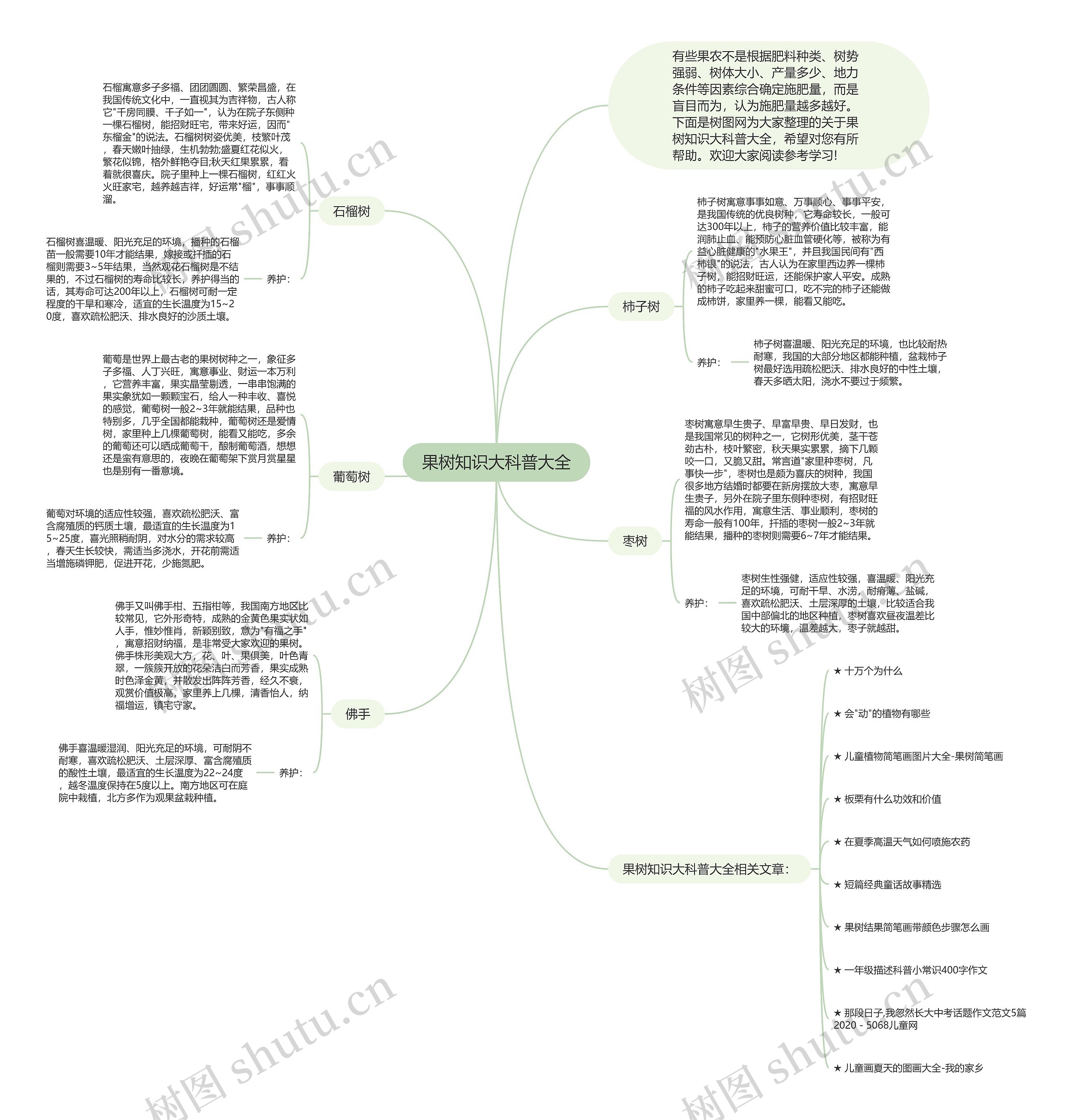 果树知识大科普大全思维导图