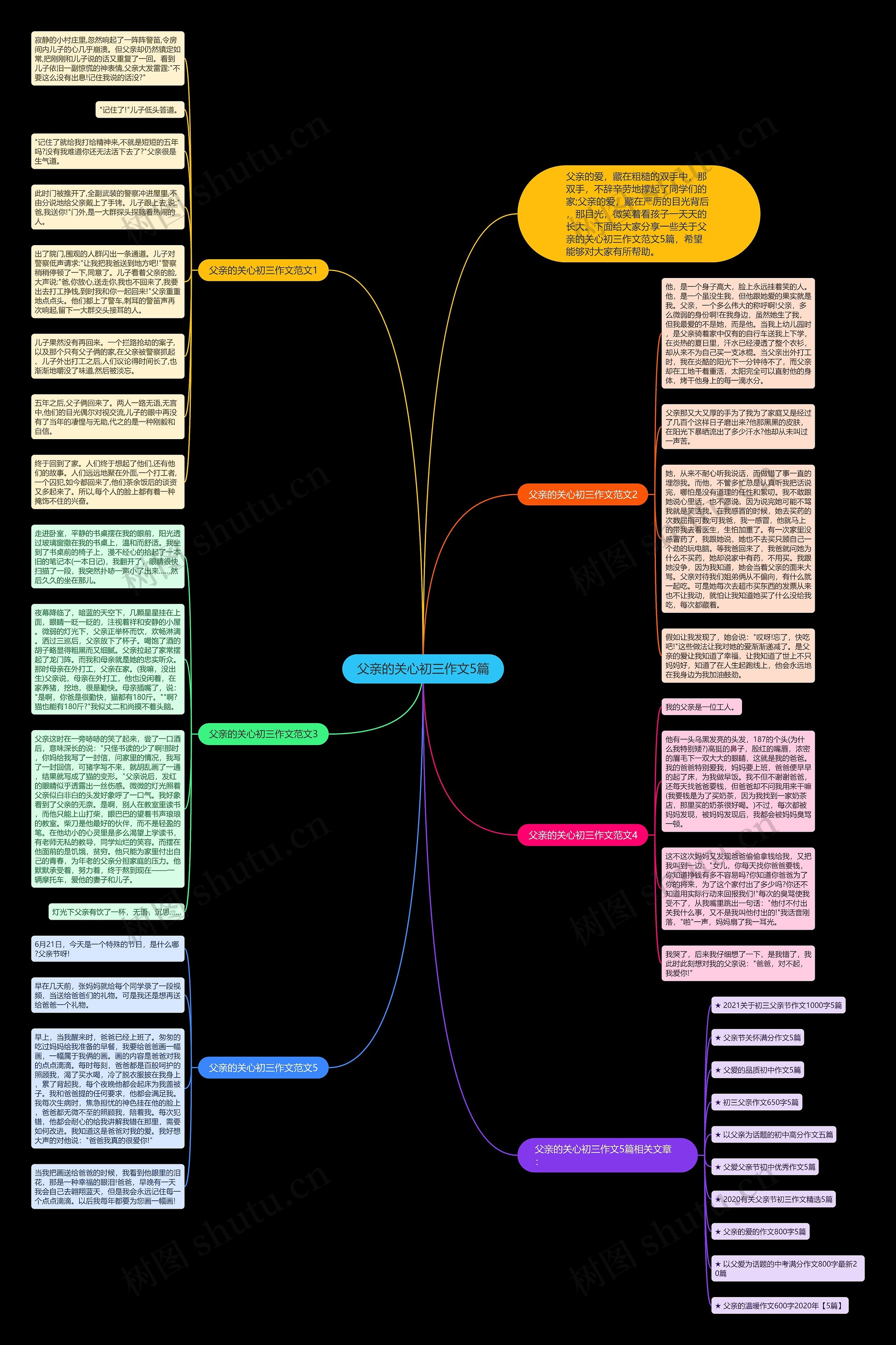 父亲的关心初三作文5篇思维导图