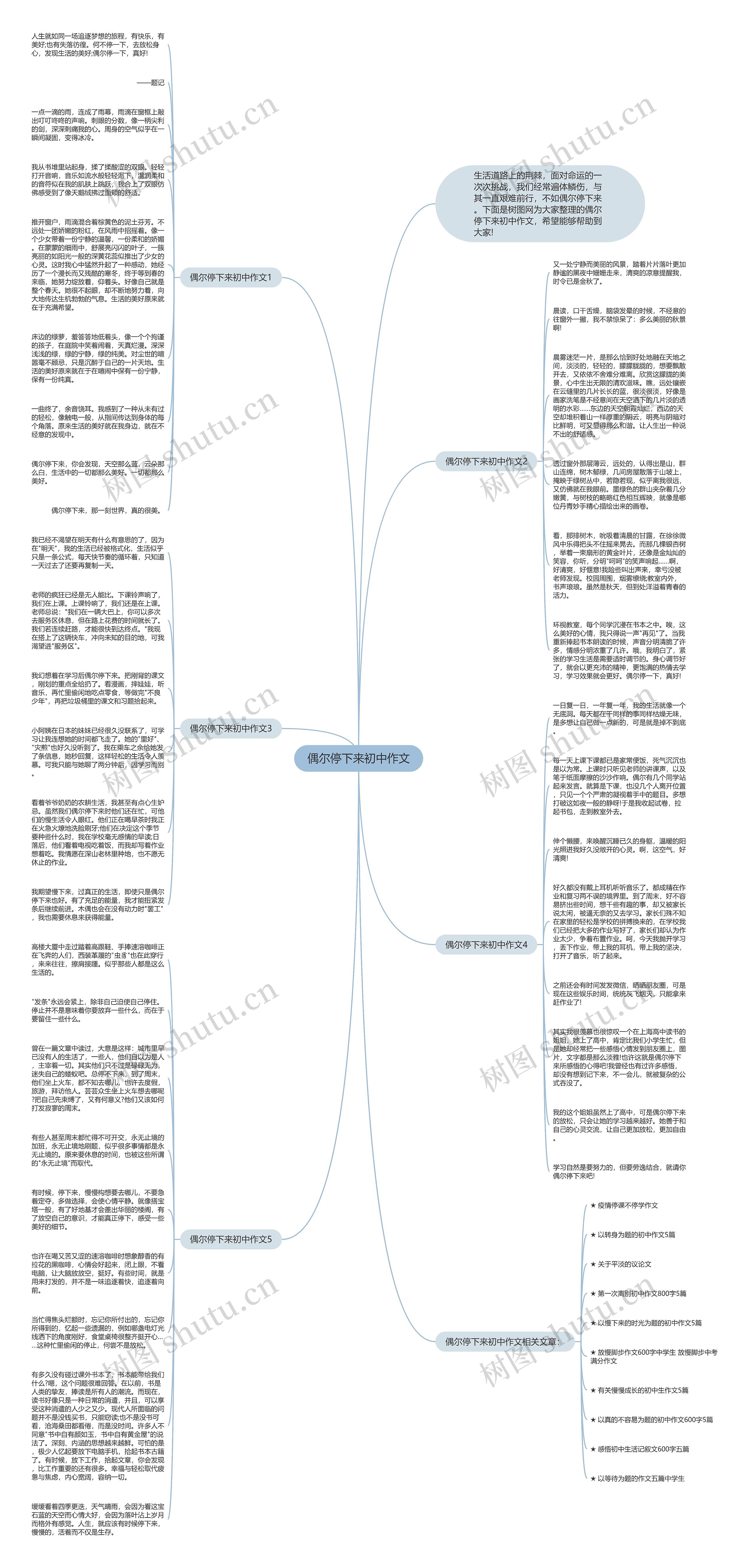 偶尔停下来初中作文思维导图