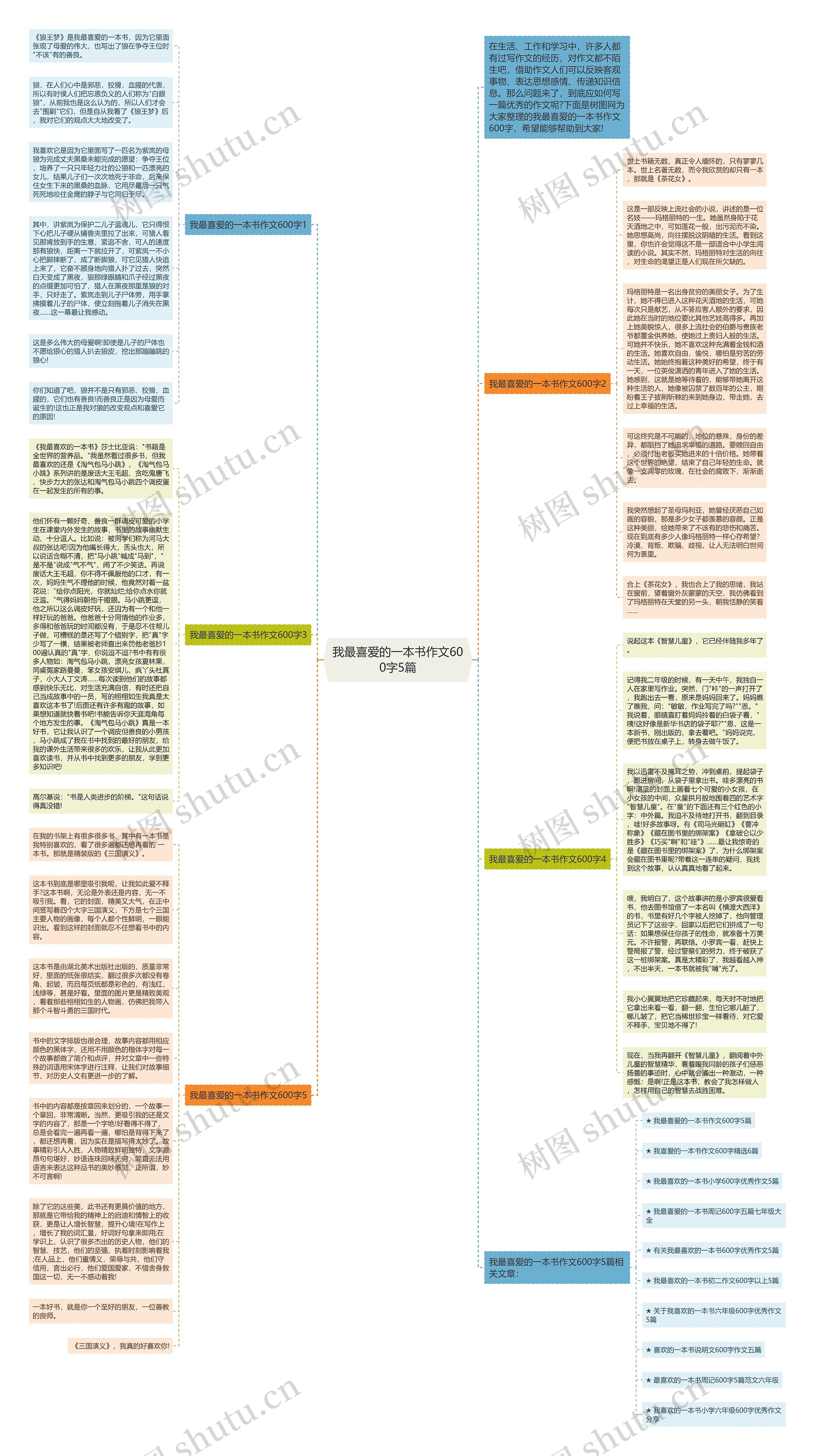 我最喜爱的一本书作文600字5篇思维导图
