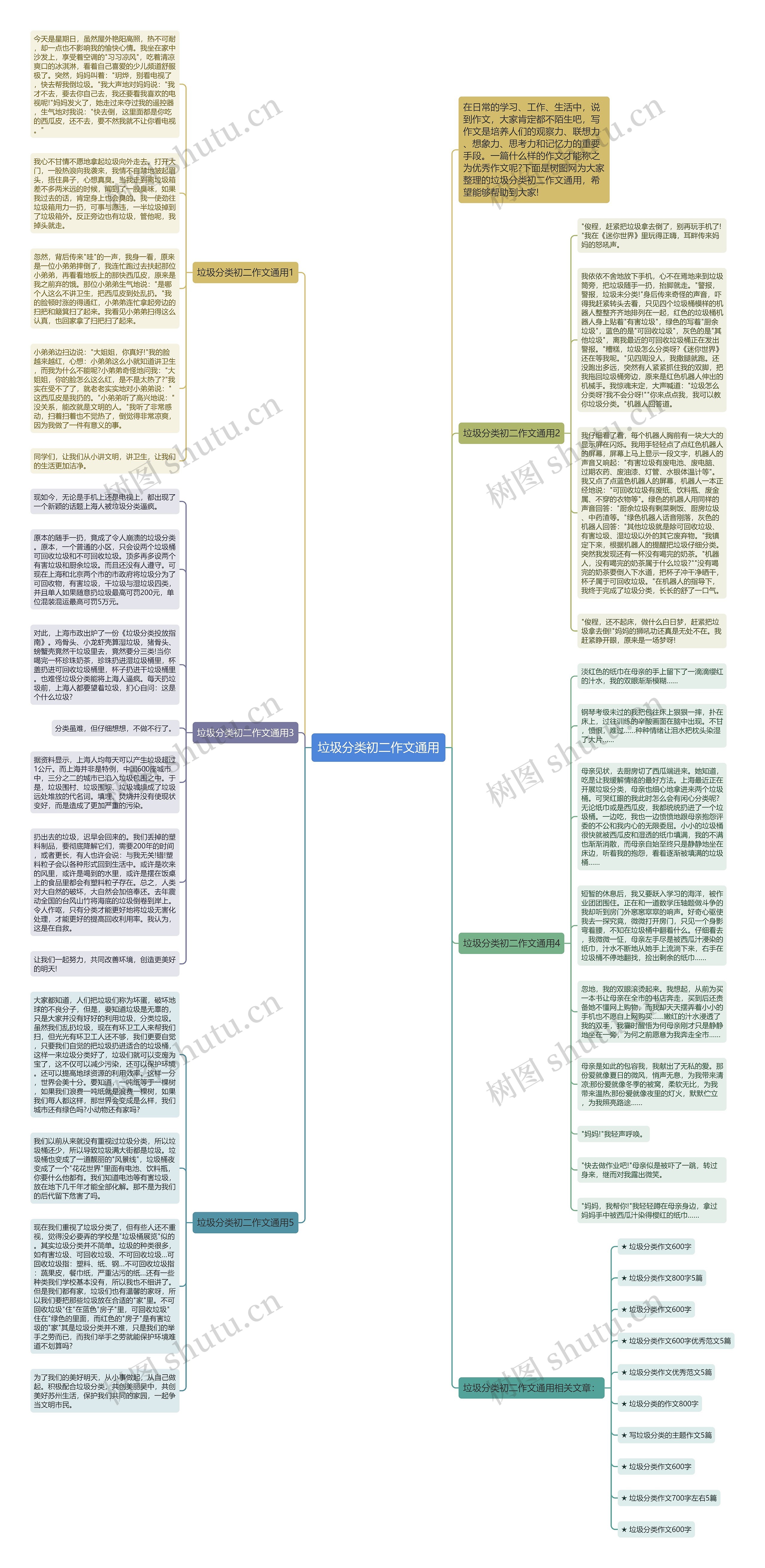垃圾分类初二作文通用思维导图