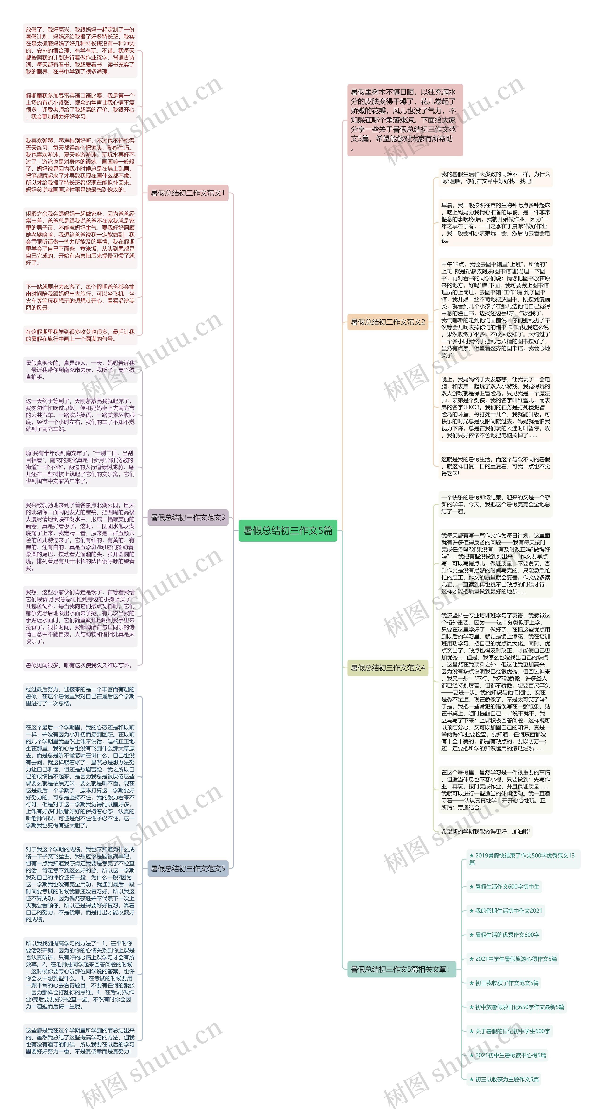 暑假总结初三作文5篇思维导图