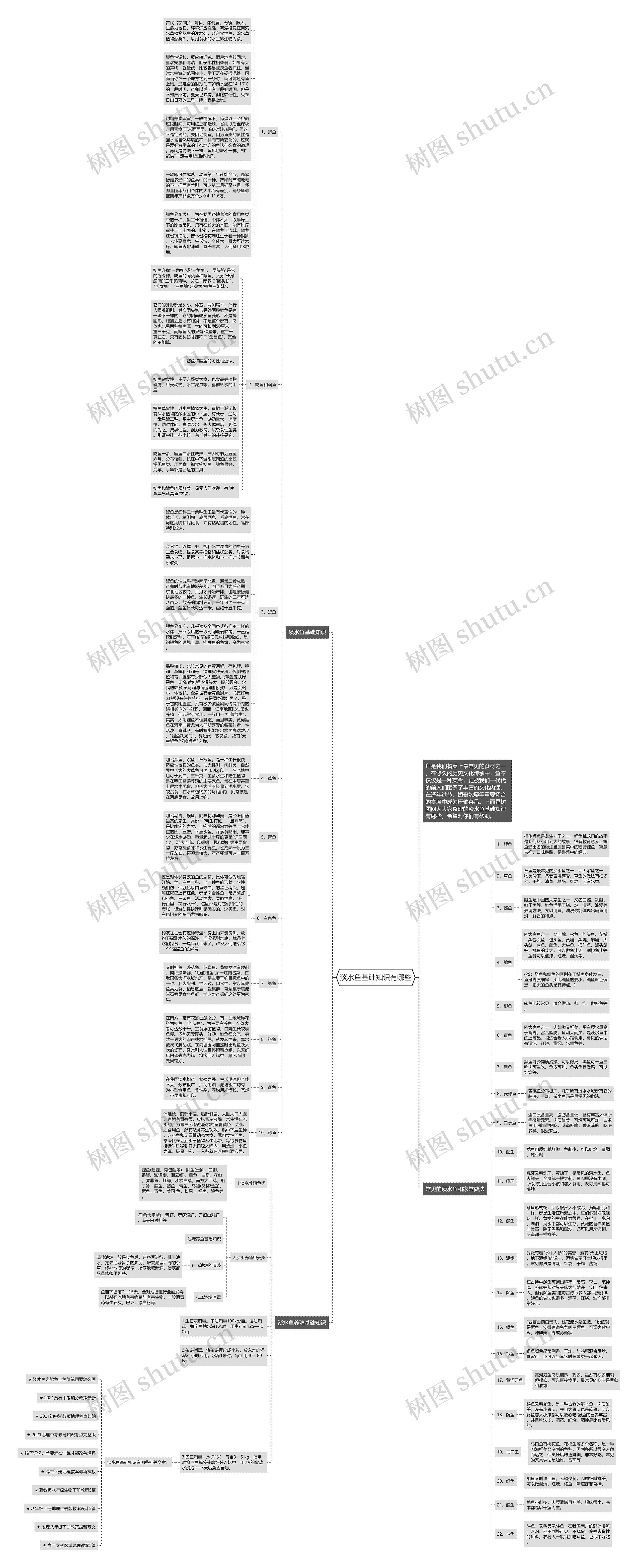 淡水鱼基础知识有哪些思维导图