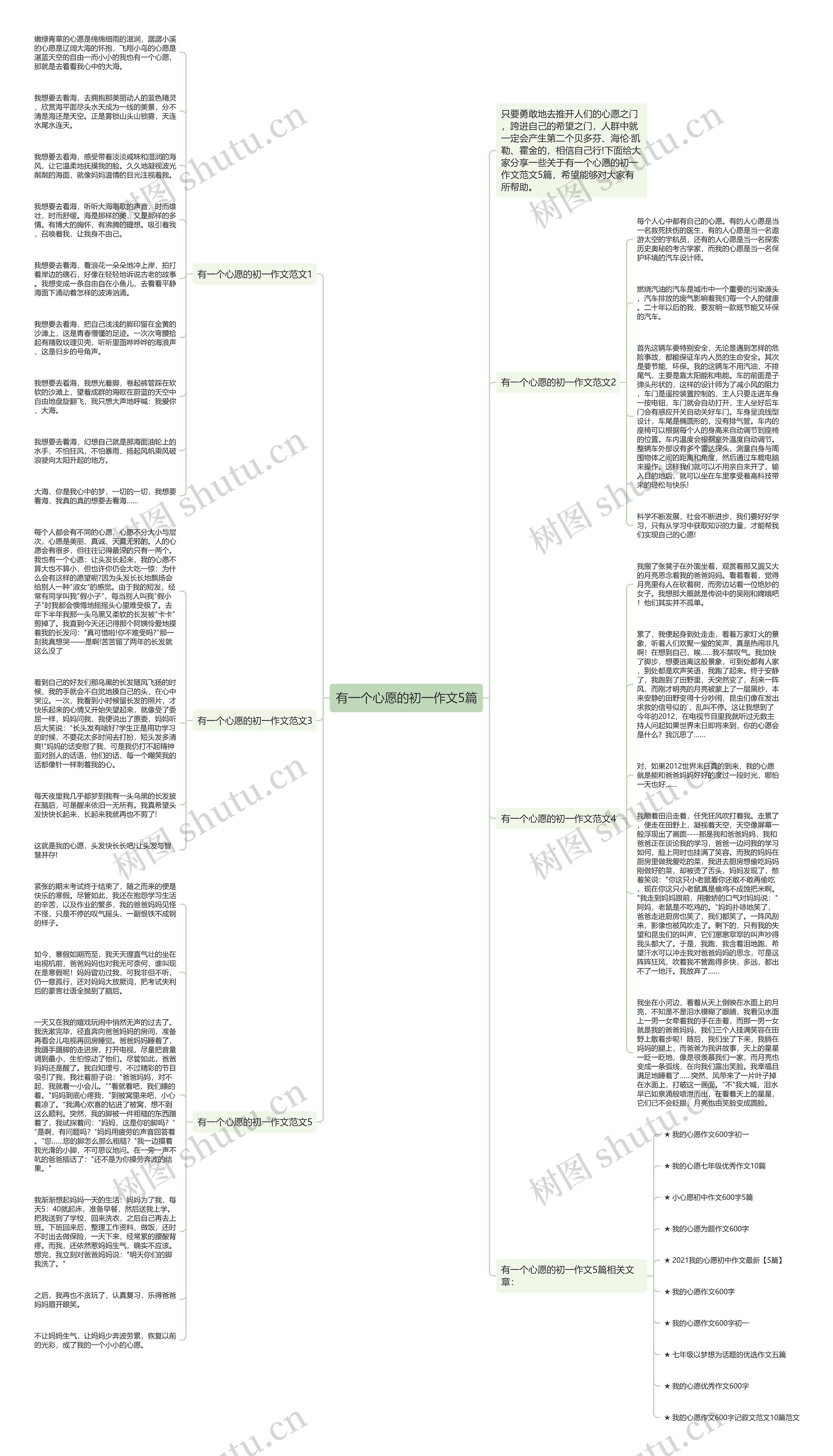 有一个心愿的初一作文5篇思维导图高清图 有一个心愿的初一作文5篇思维导图