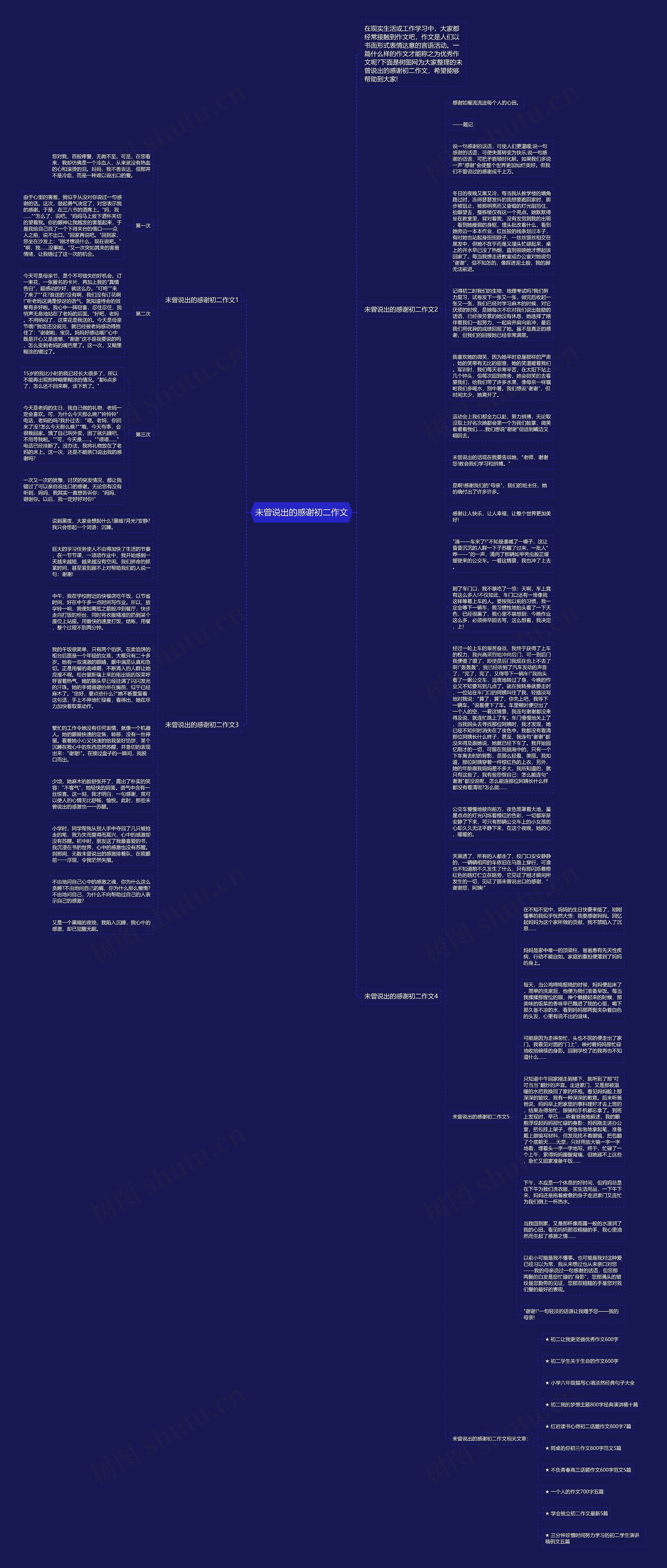 未曾说出的感谢初二作文思维导图
