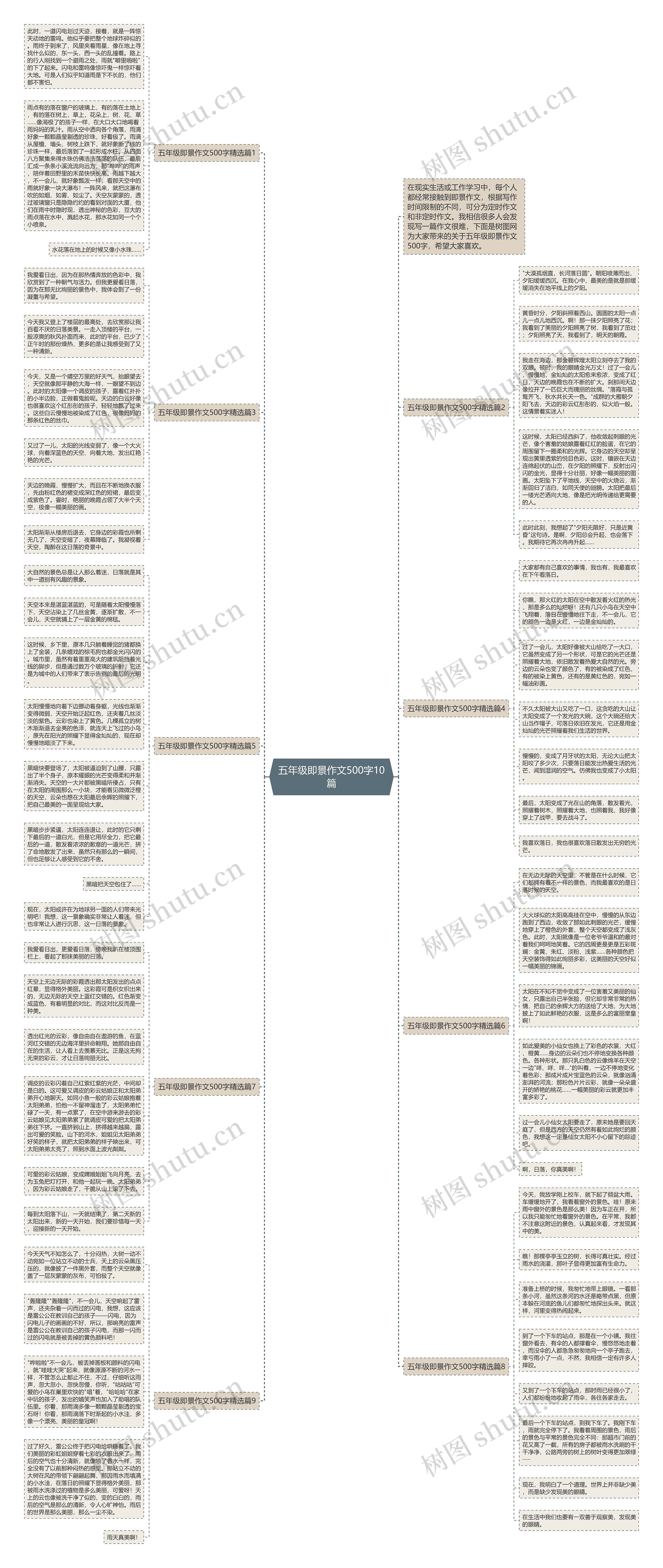 五年级即景作文500字10篇思维导图