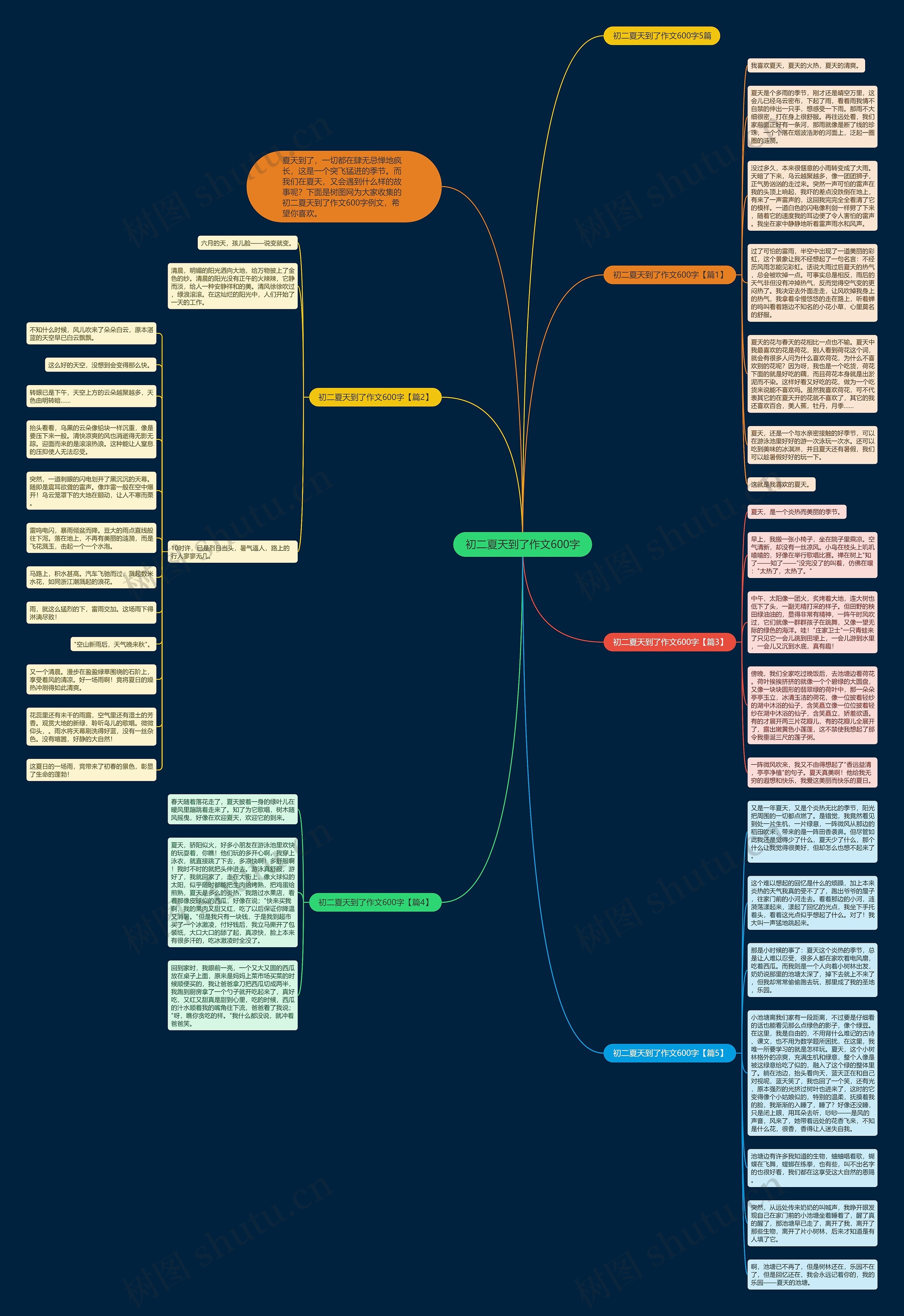 初二夏天到了作文600字思维导图