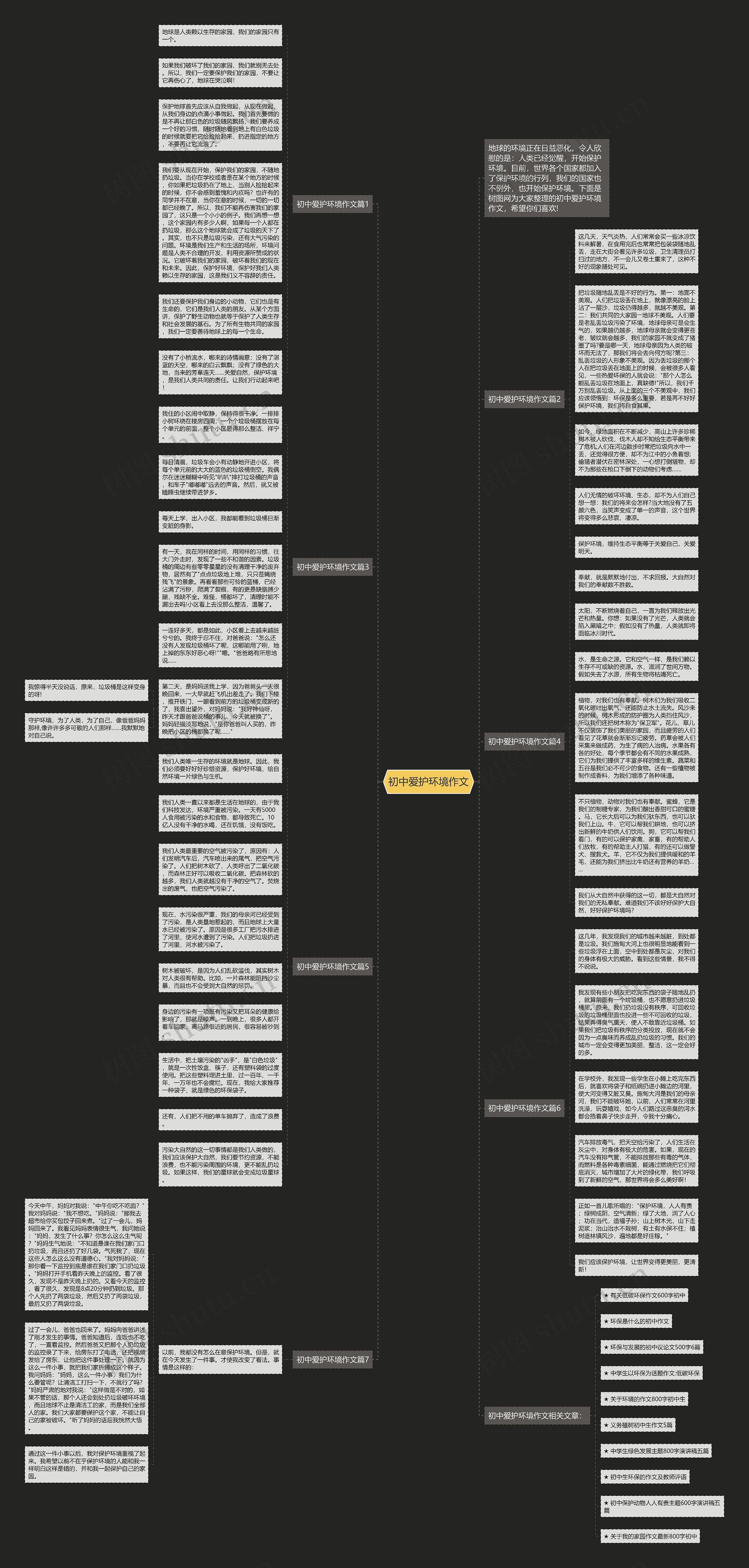 初中爱护环境作文思维导图