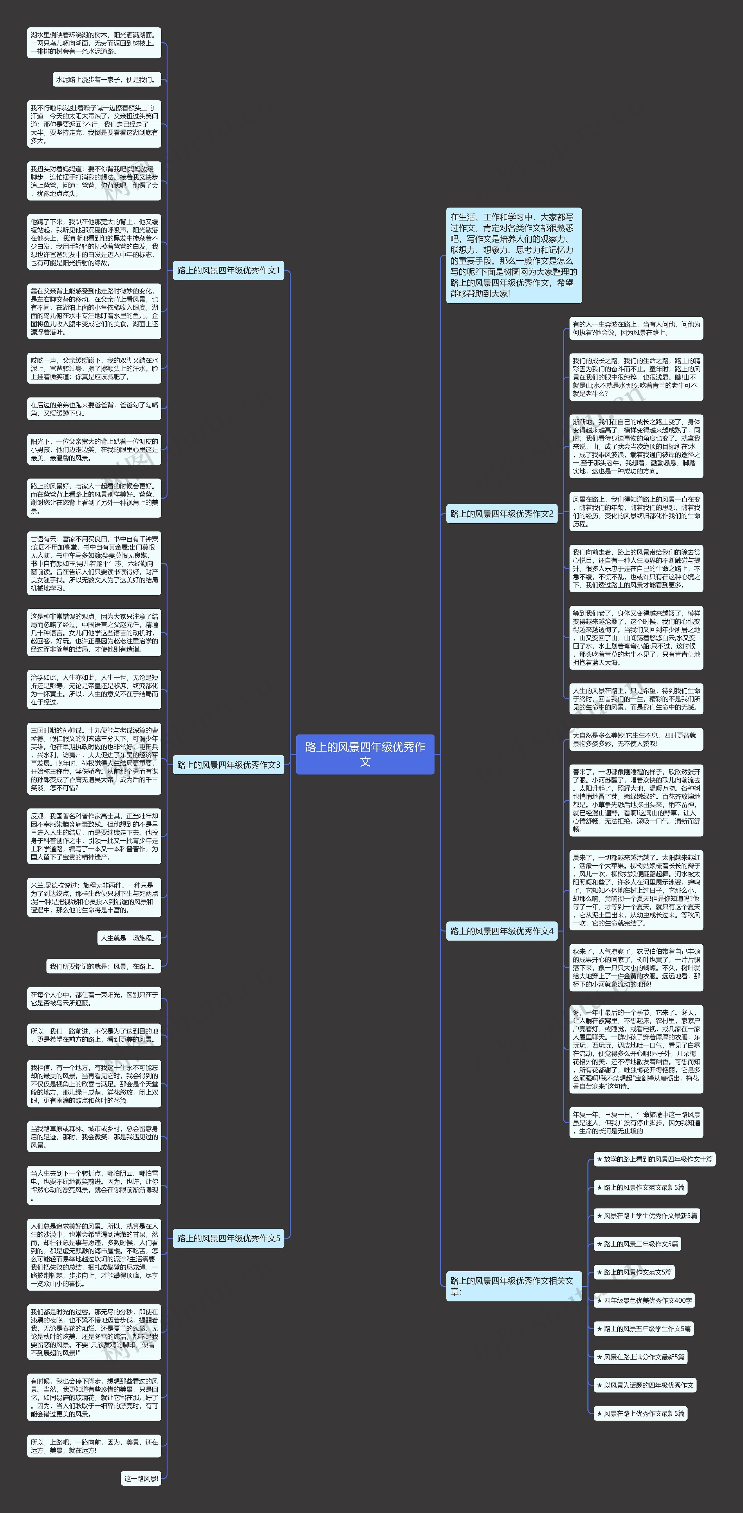路上的风景四年级优秀作文思维导图