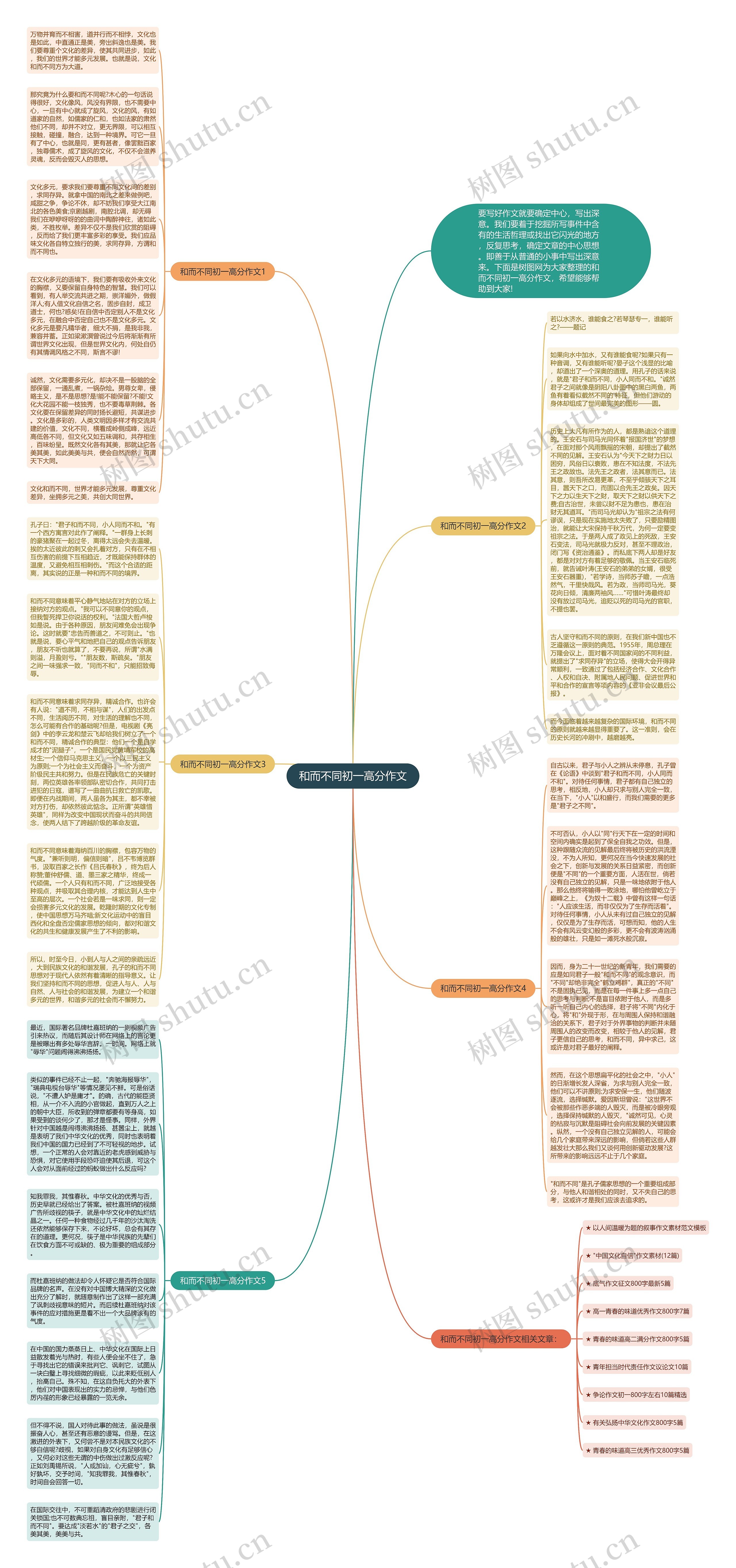 和而不同初一高分作文思维导图