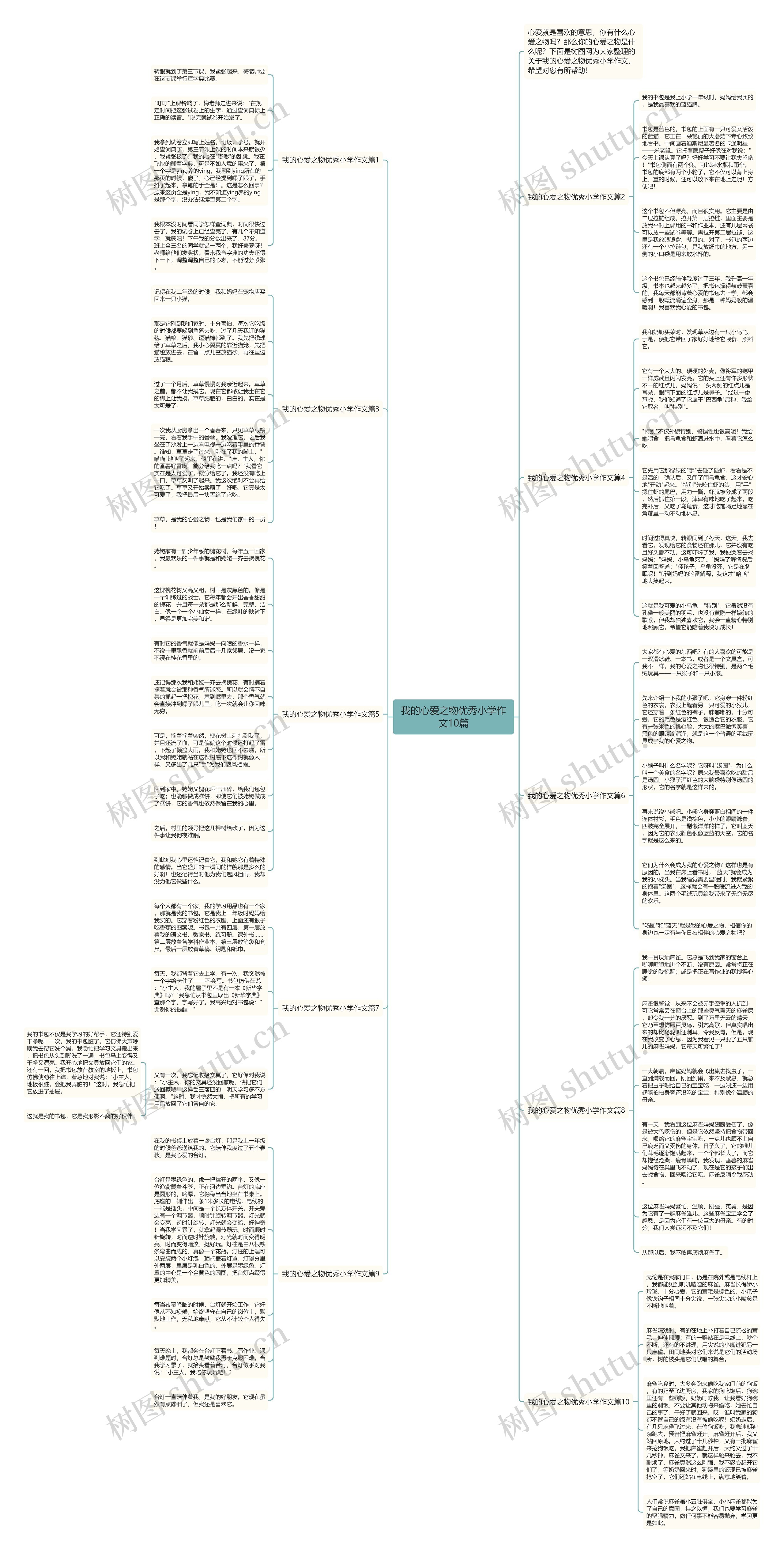 我的心爱之物优秀小学作文10篇思维导图
