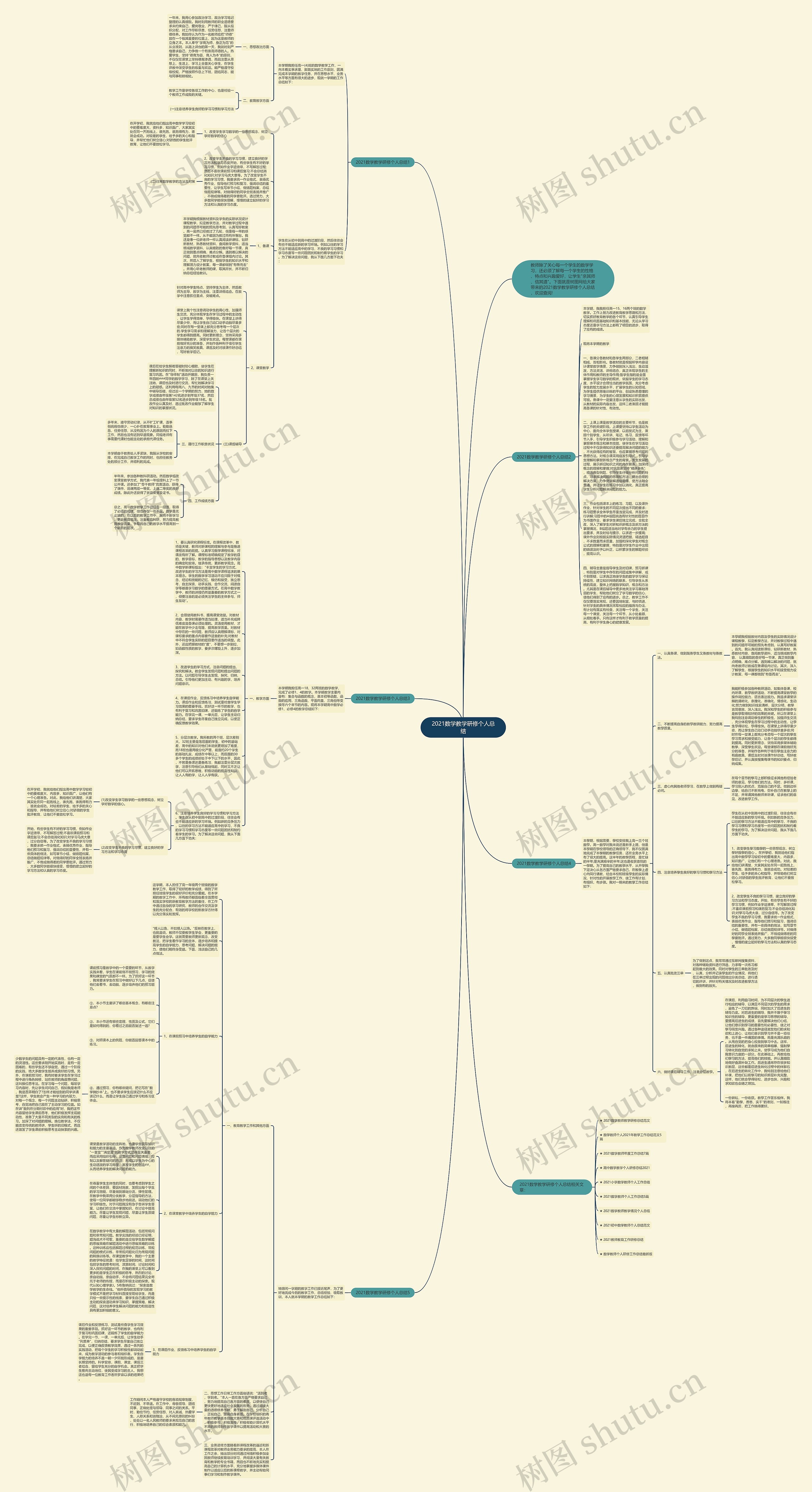 2021数学教学研修个人总结思维导图