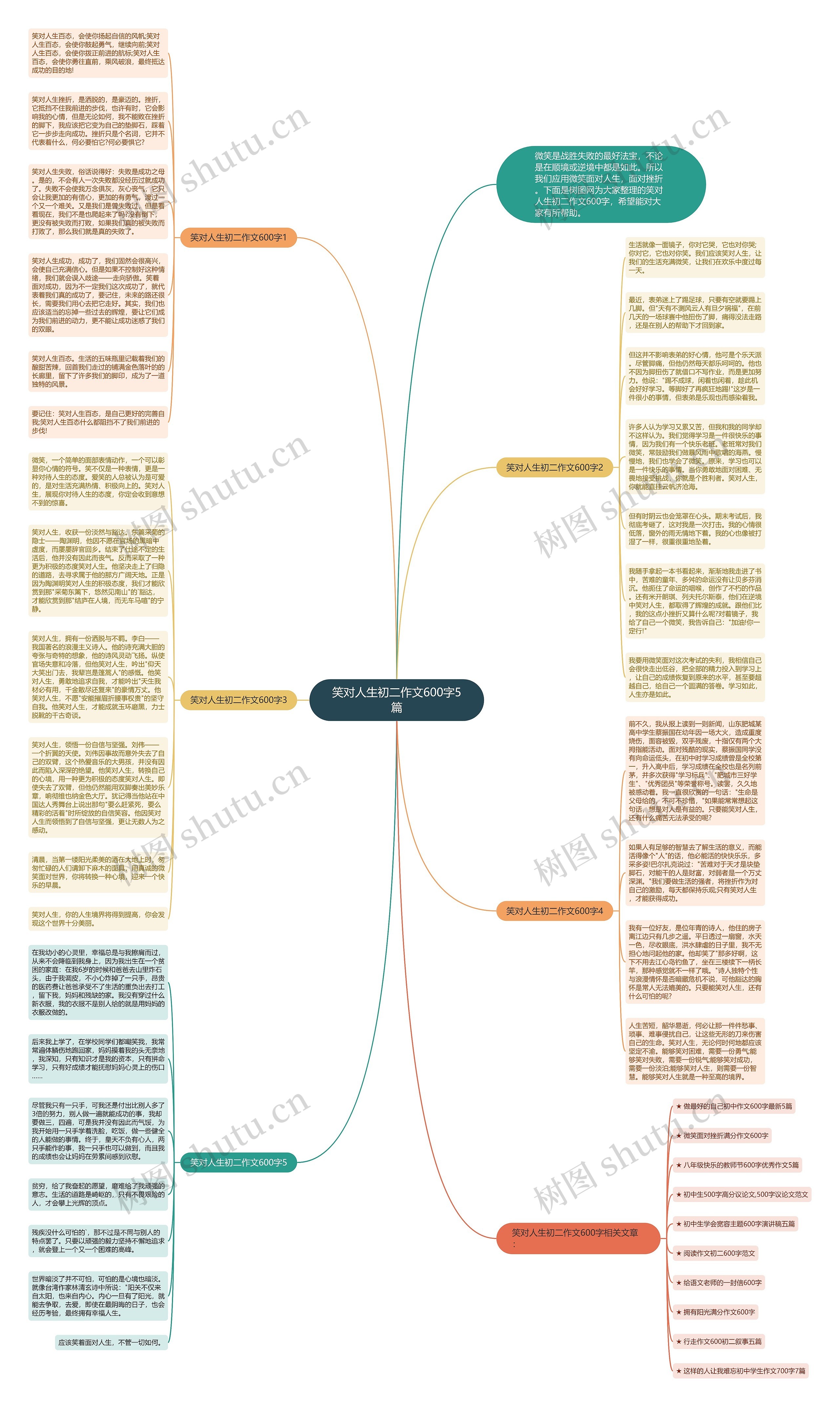 笑对人生初二作文600字5篇思维导图