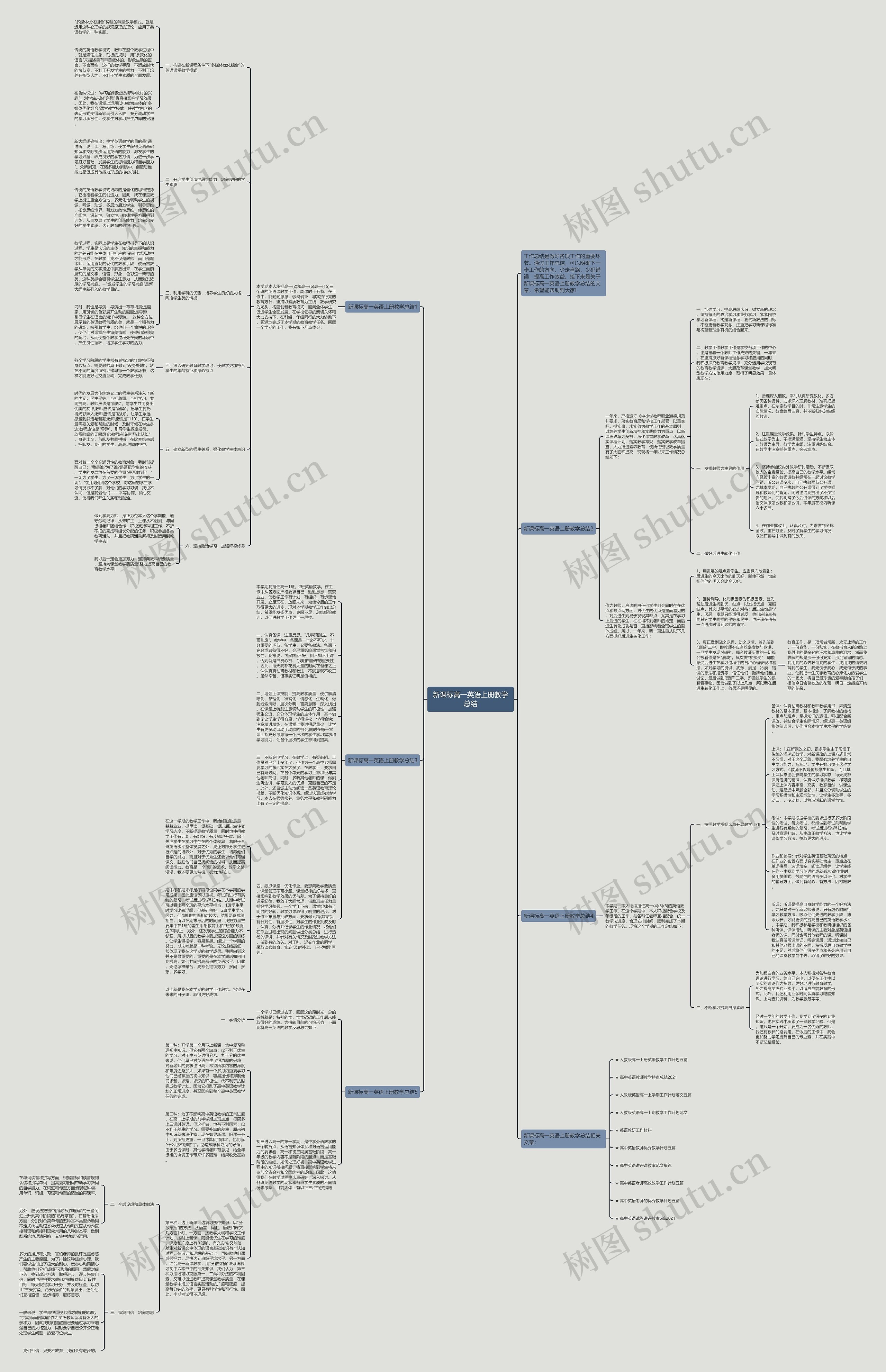 新课标高一英语上册教学总结思维导图
