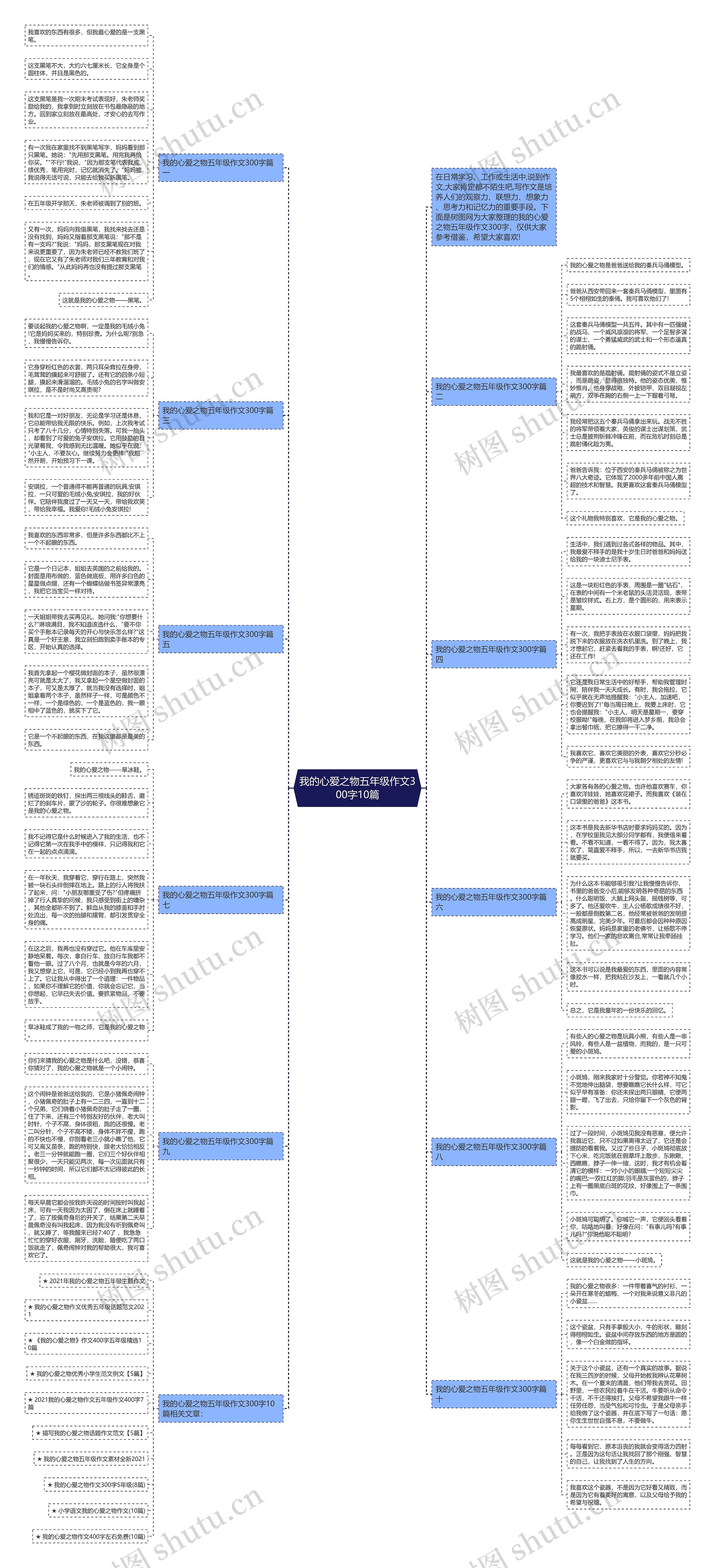 我的心爱之物五年级作文300字10篇思维导图