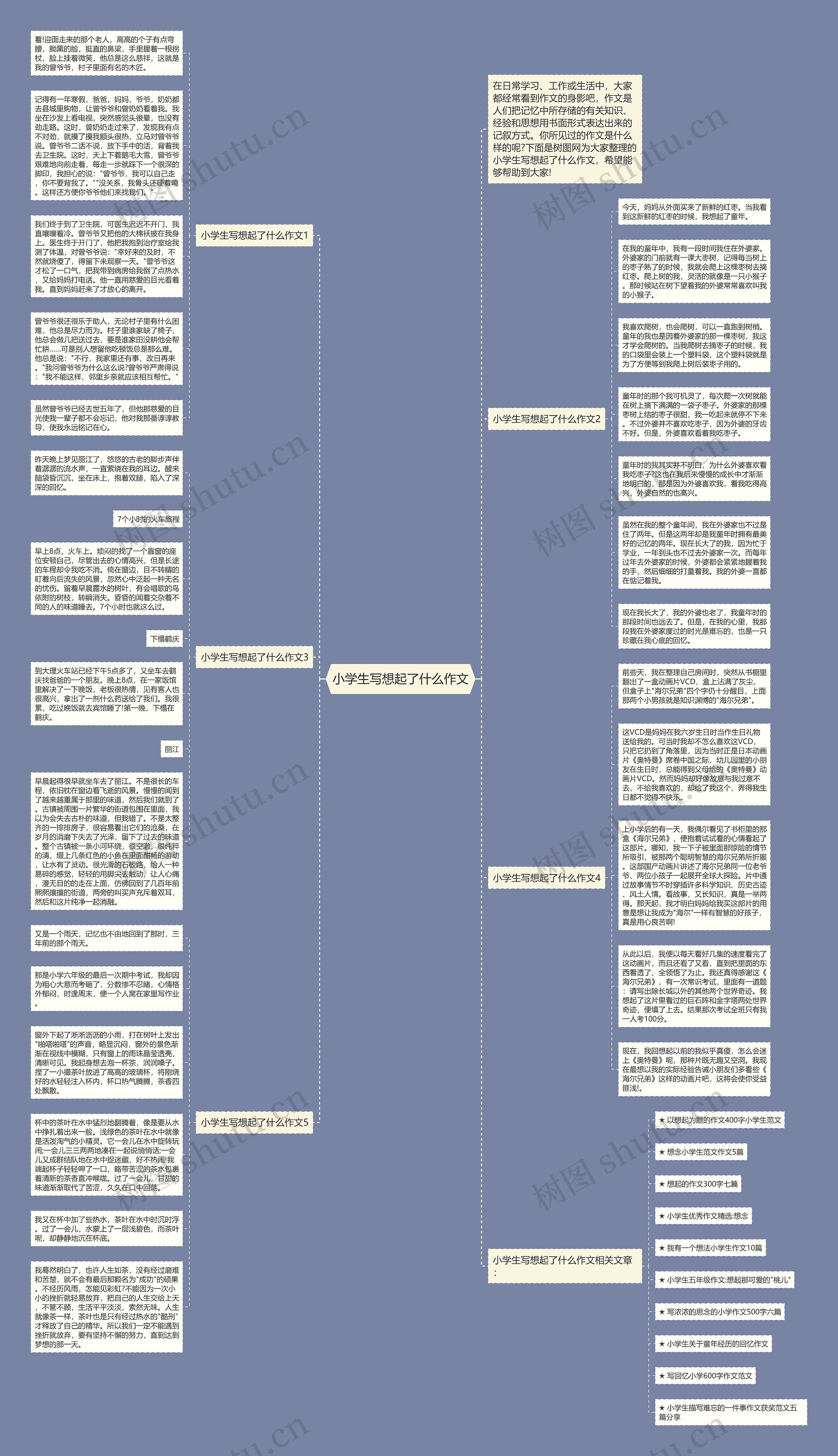 小学生写想起了什么作文思维导图