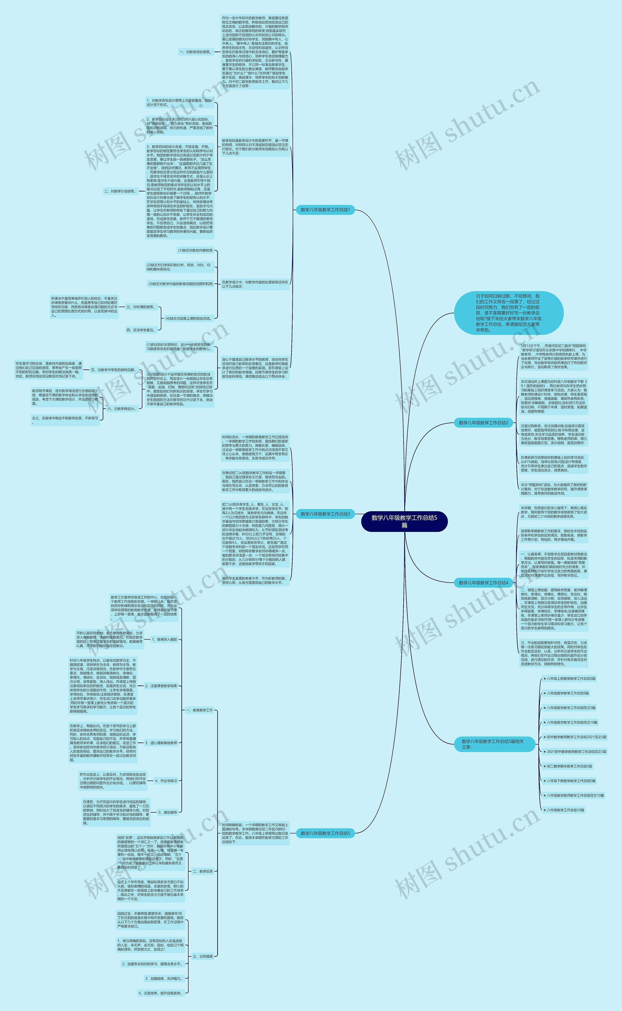 数学八年级教学工作总结5篇思维导图