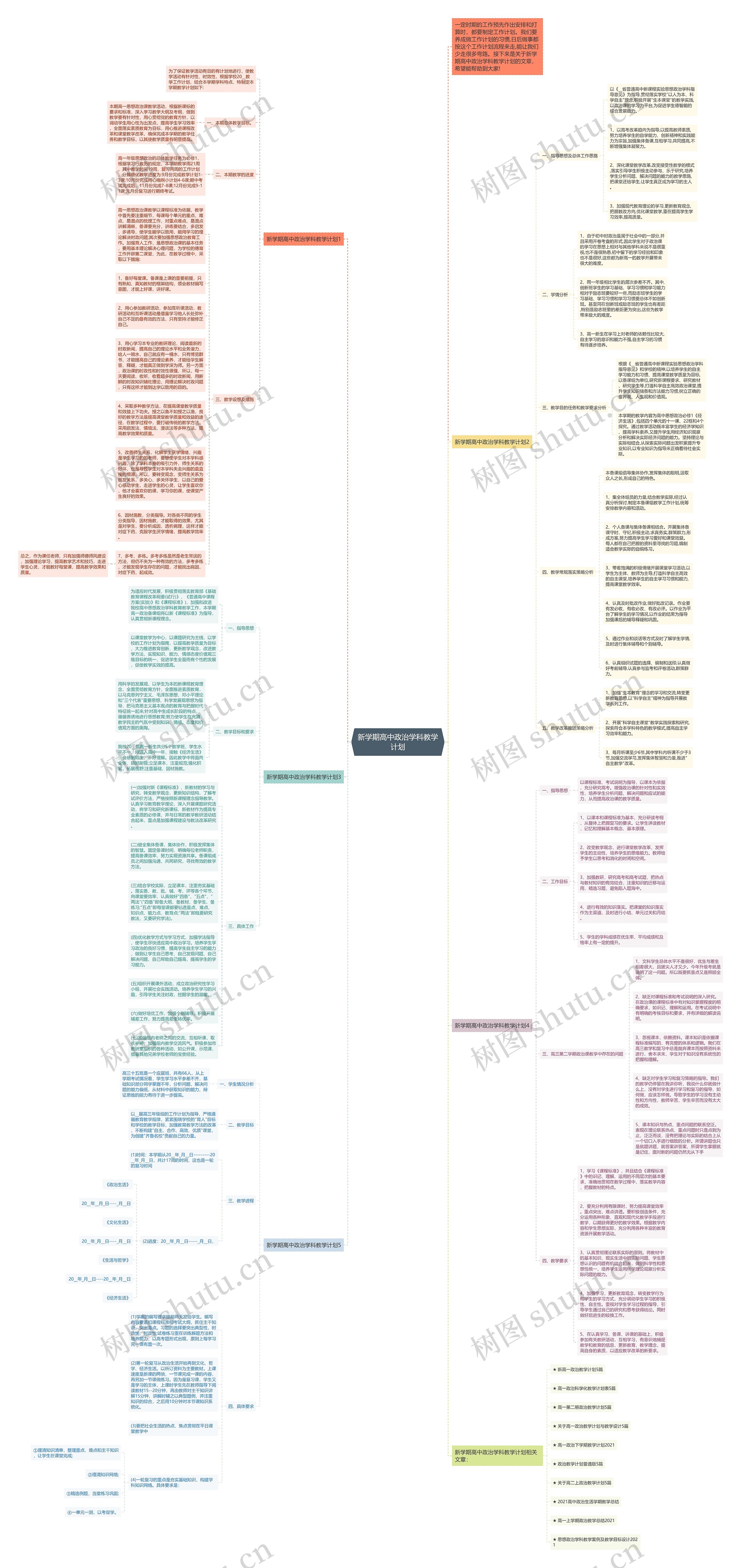 新学期高中政治学科教学计划思维导图
