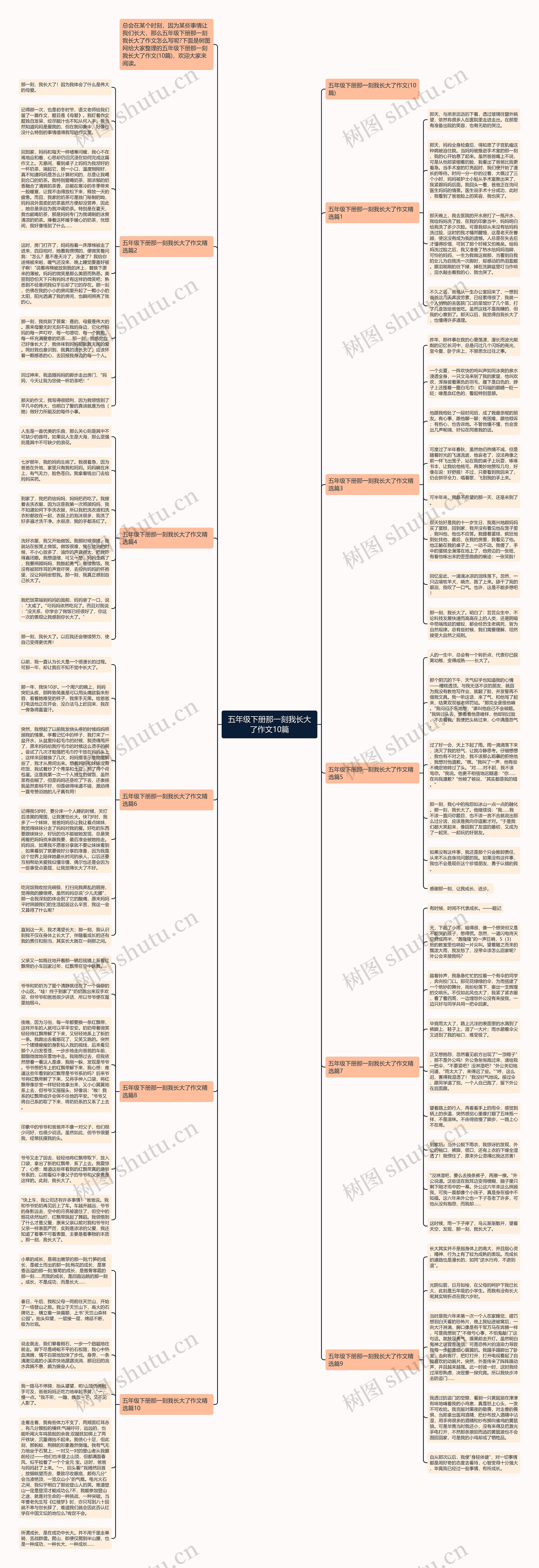 五年级下册那一刻我长大了作文10篇思维导图