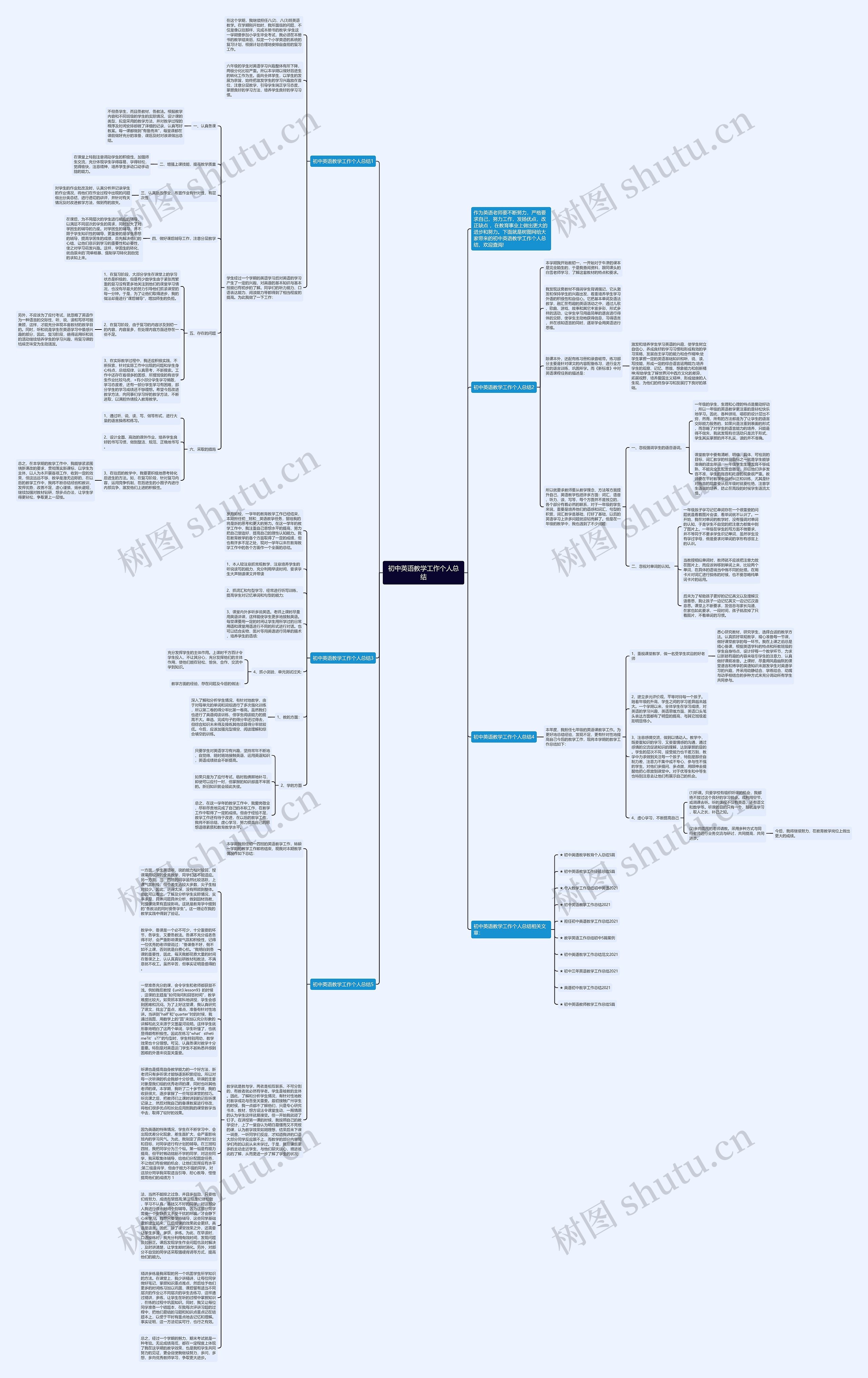 初中英语教学工作个人总结思维导图