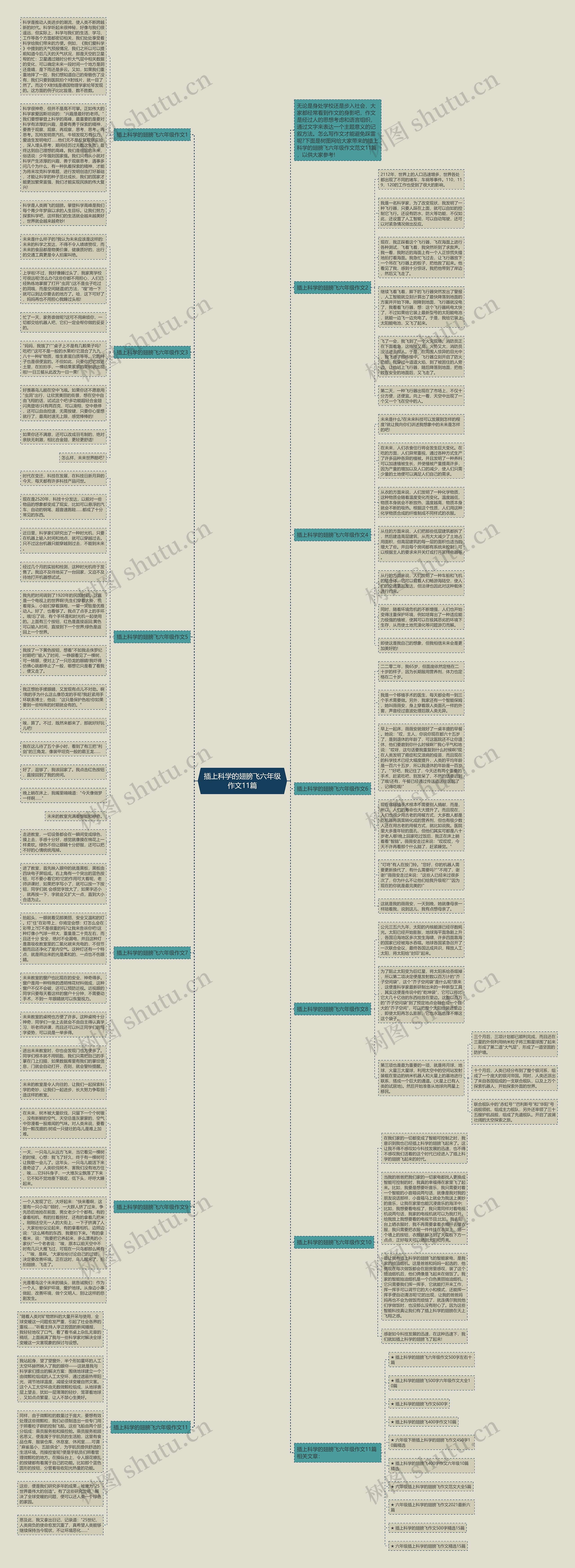 插上科学的翅膀飞六年级作文11篇思维导图