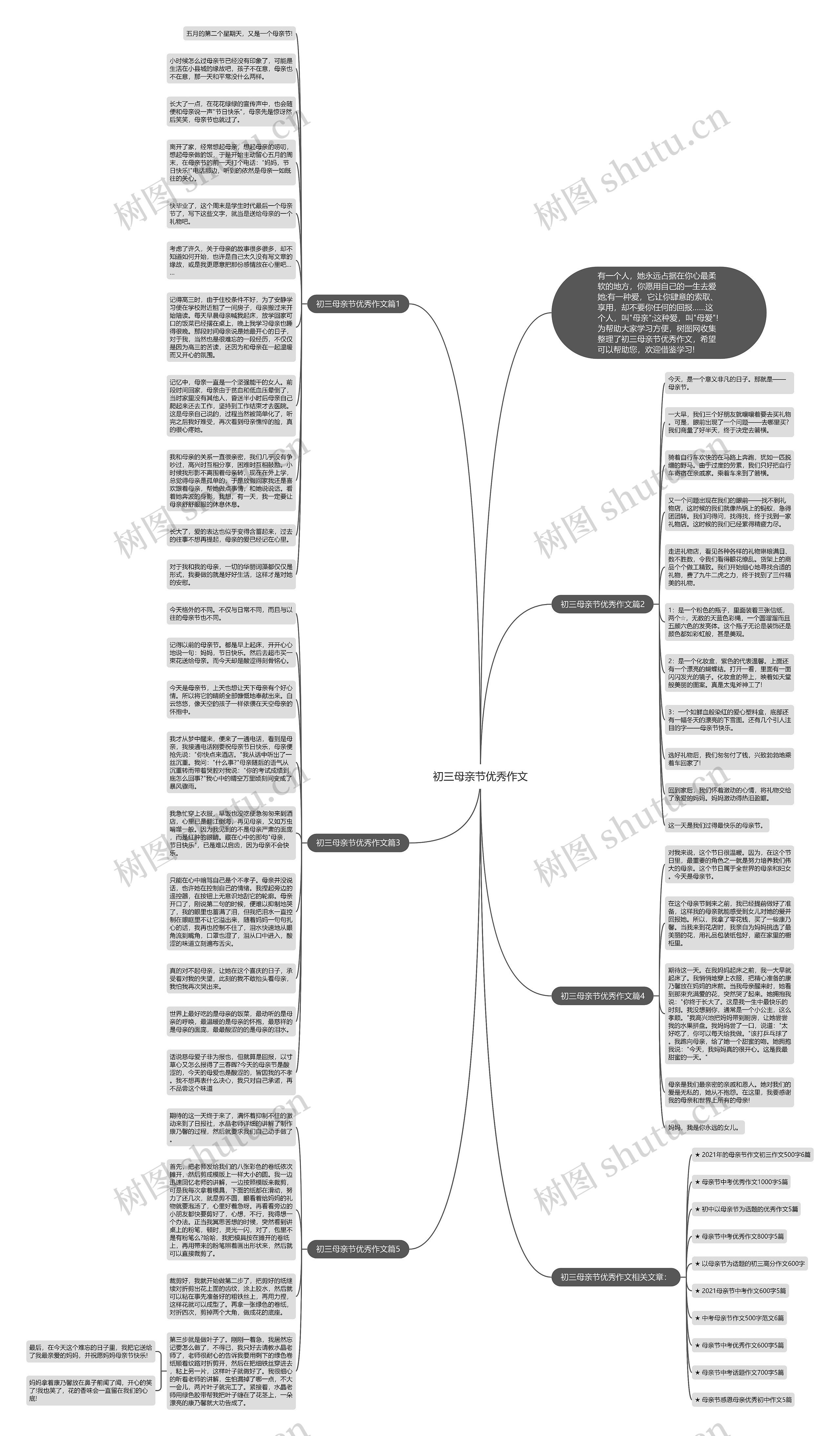 初三母亲节优秀作文思维导图