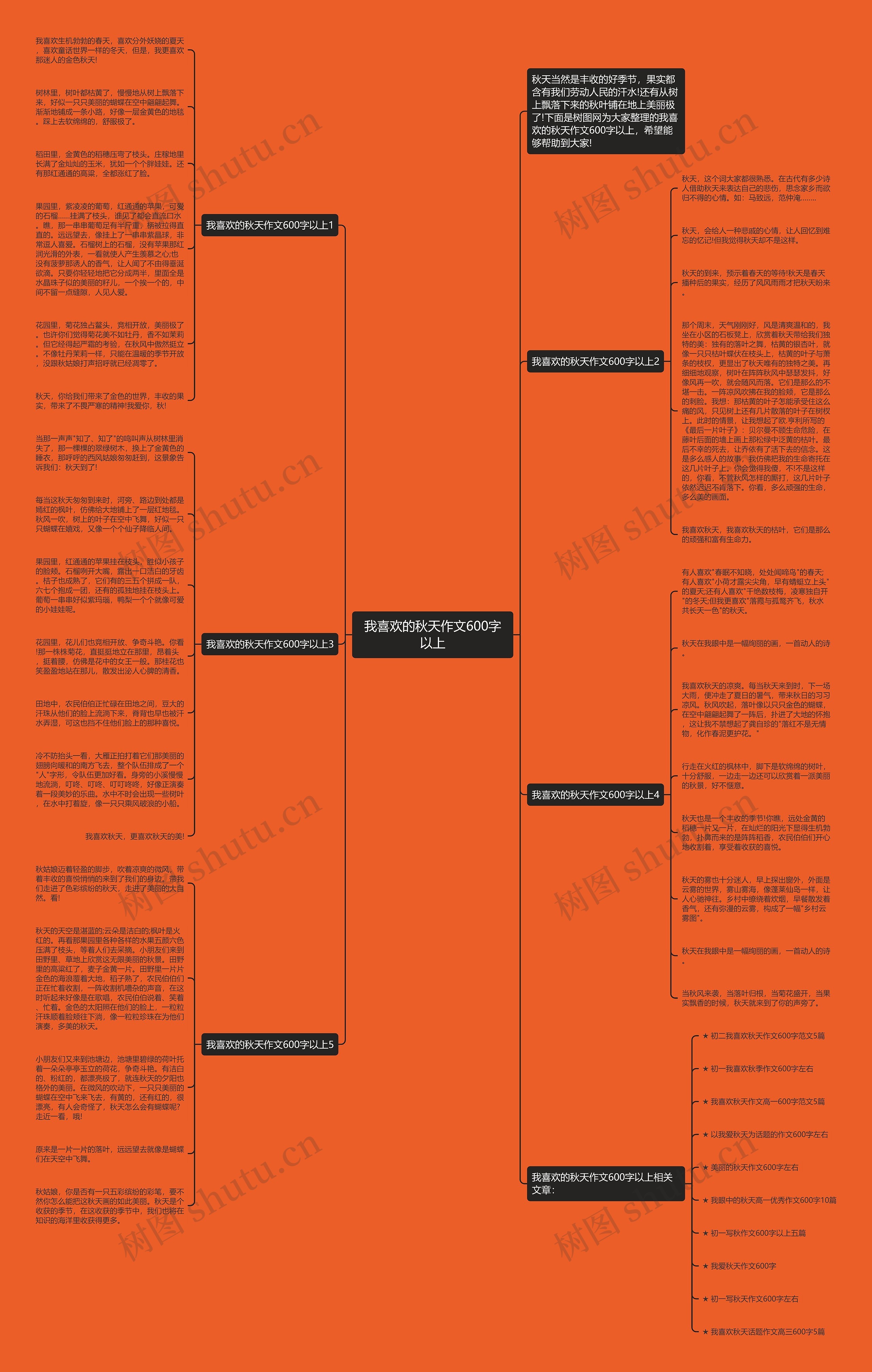 我喜欢的秋天作文600字以上思维导图