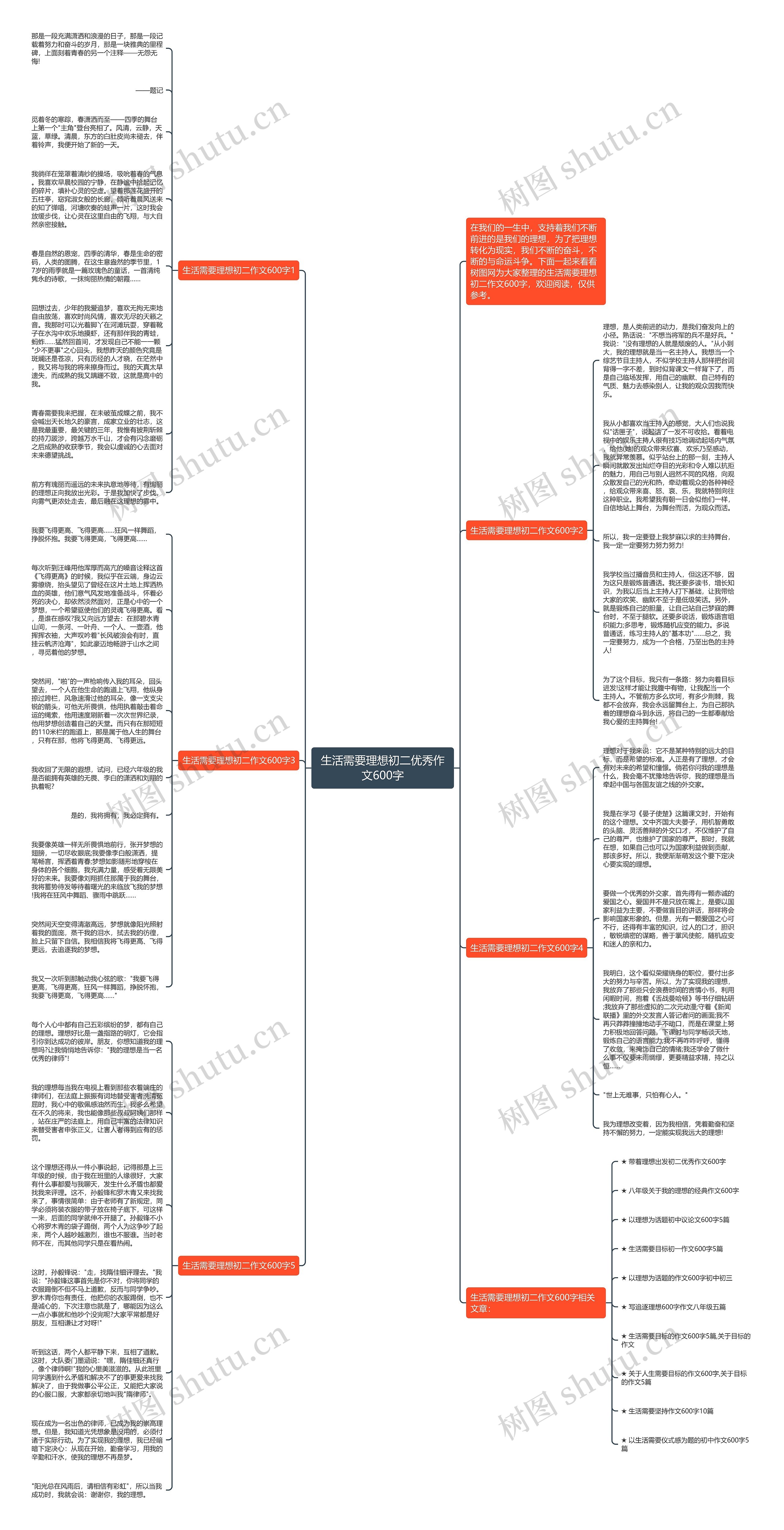 生活需要理想初二优秀作文600字思维导图