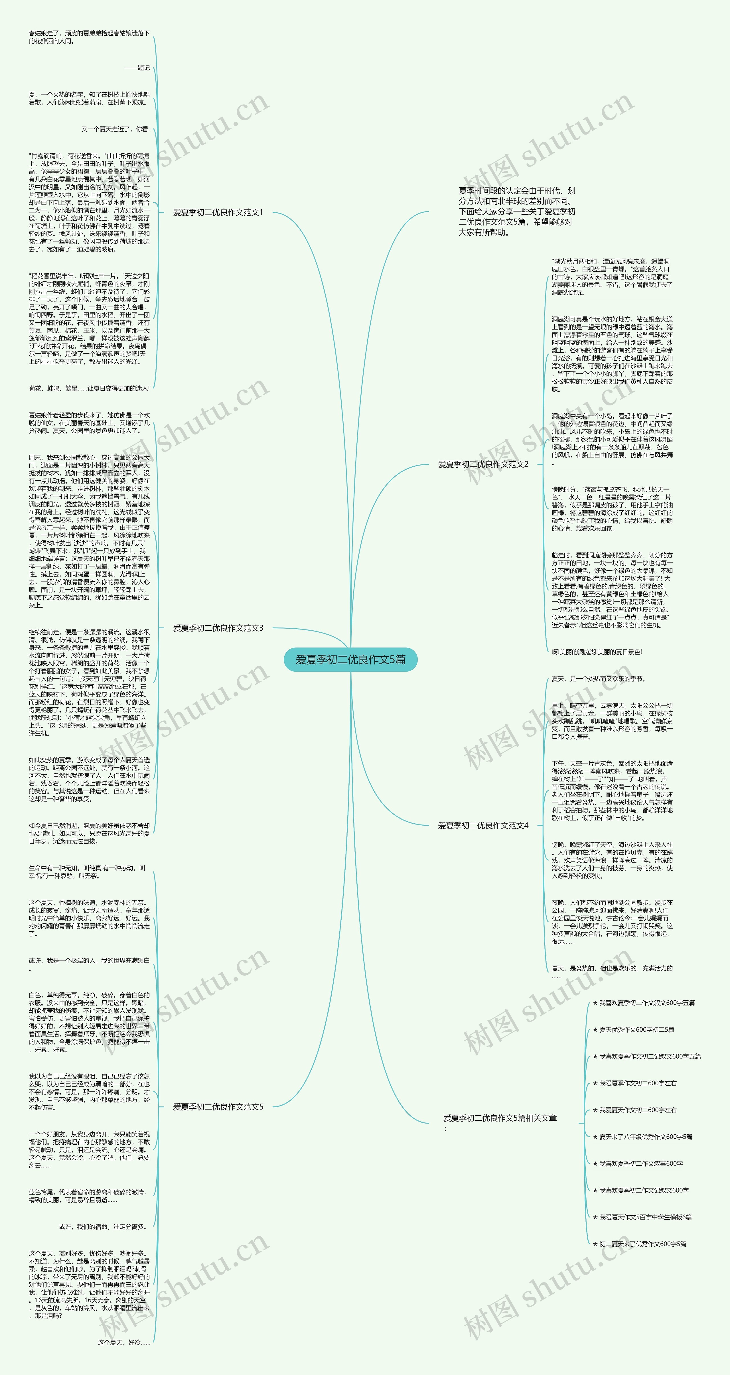 爱夏季初二优良作文5篇思维导图