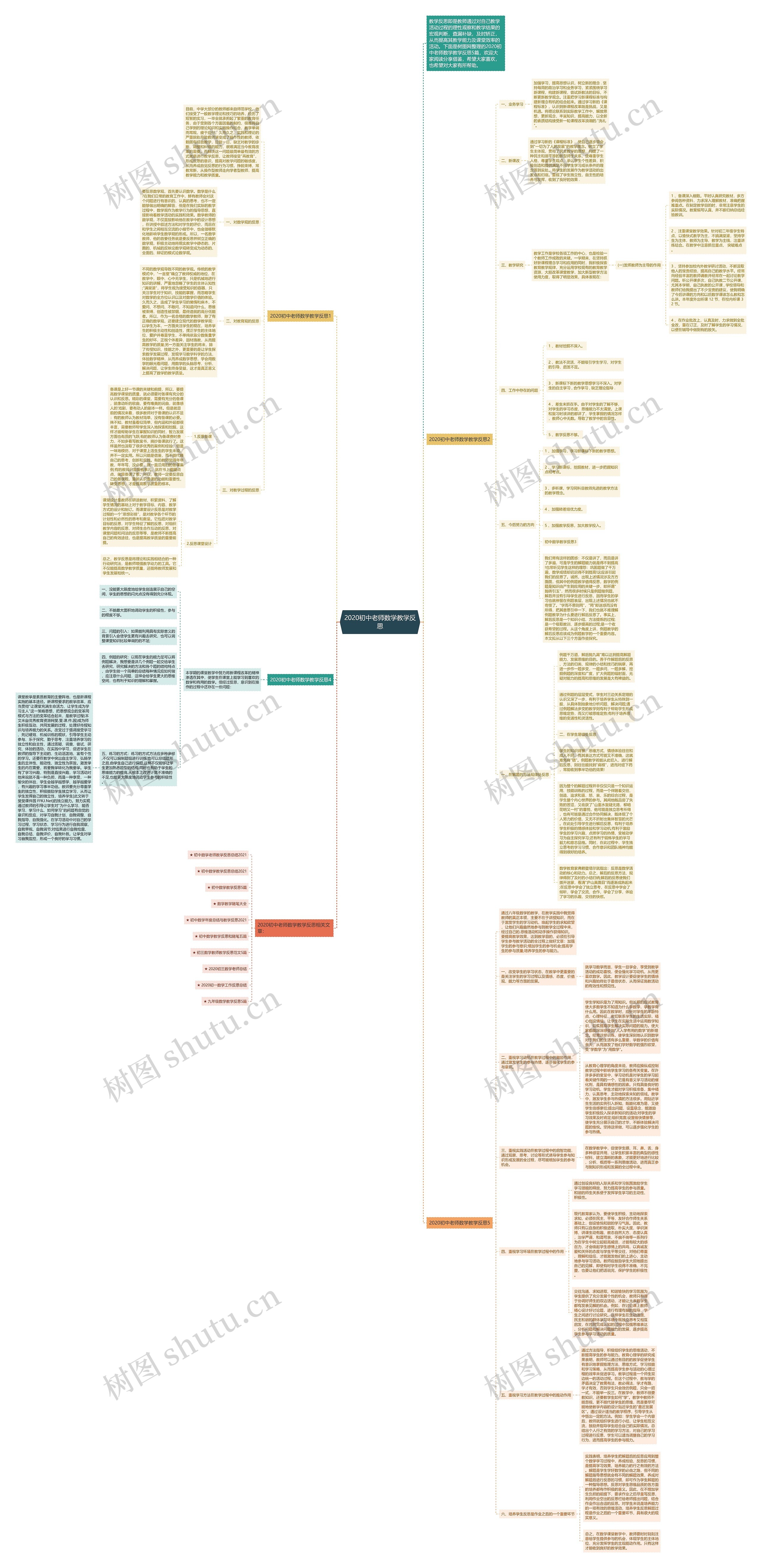 2020初中老师数学教学反思思维导图高清图 2020初中老师数学教学反思思维导图