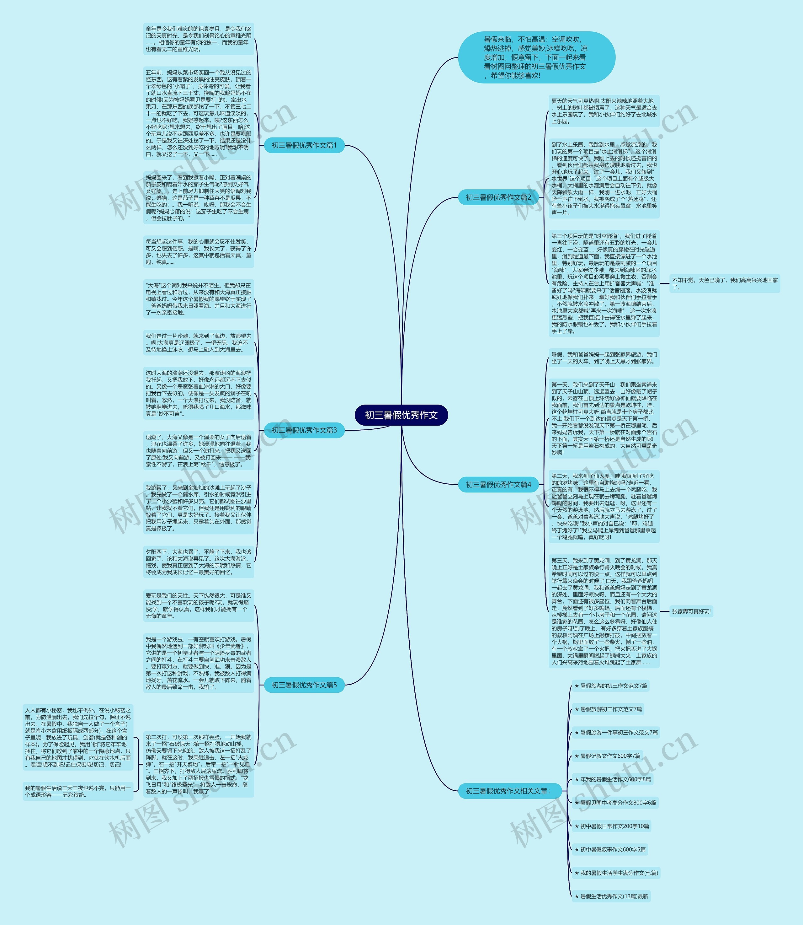 初三暑假优秀作文思维导图
