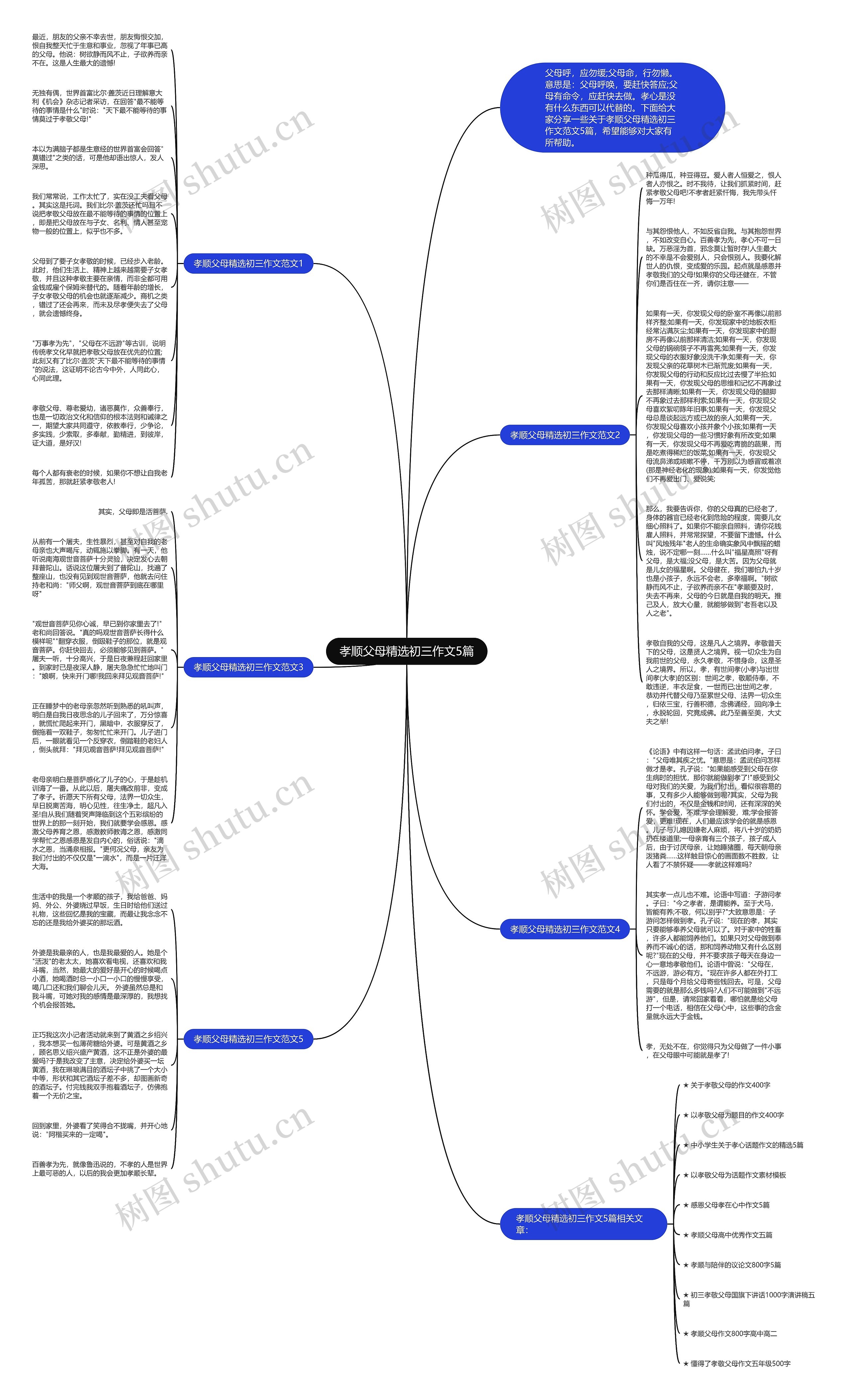 孝顺父母精选初三作文5篇思维导图