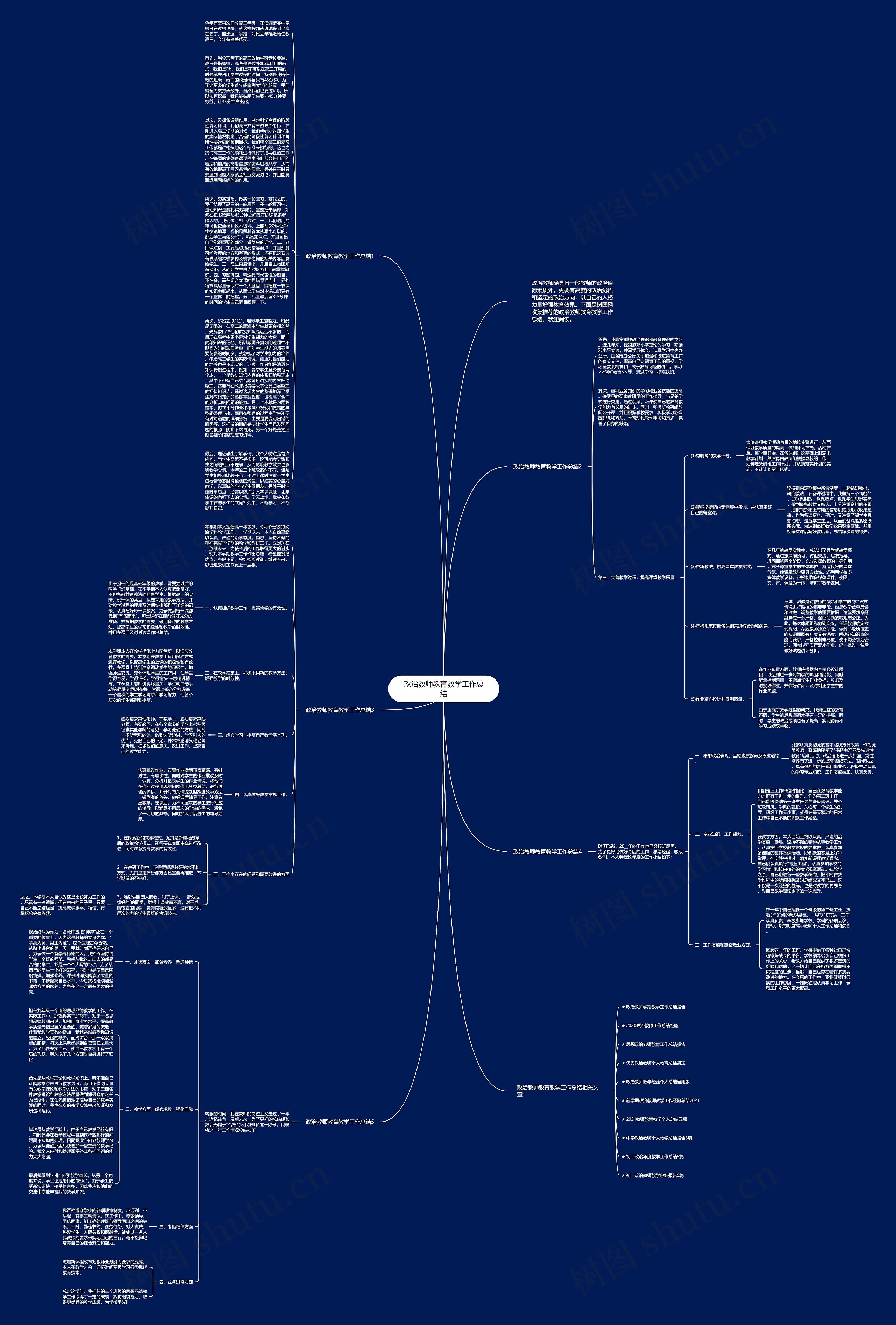 政治教师教育教学工作总结思维导图