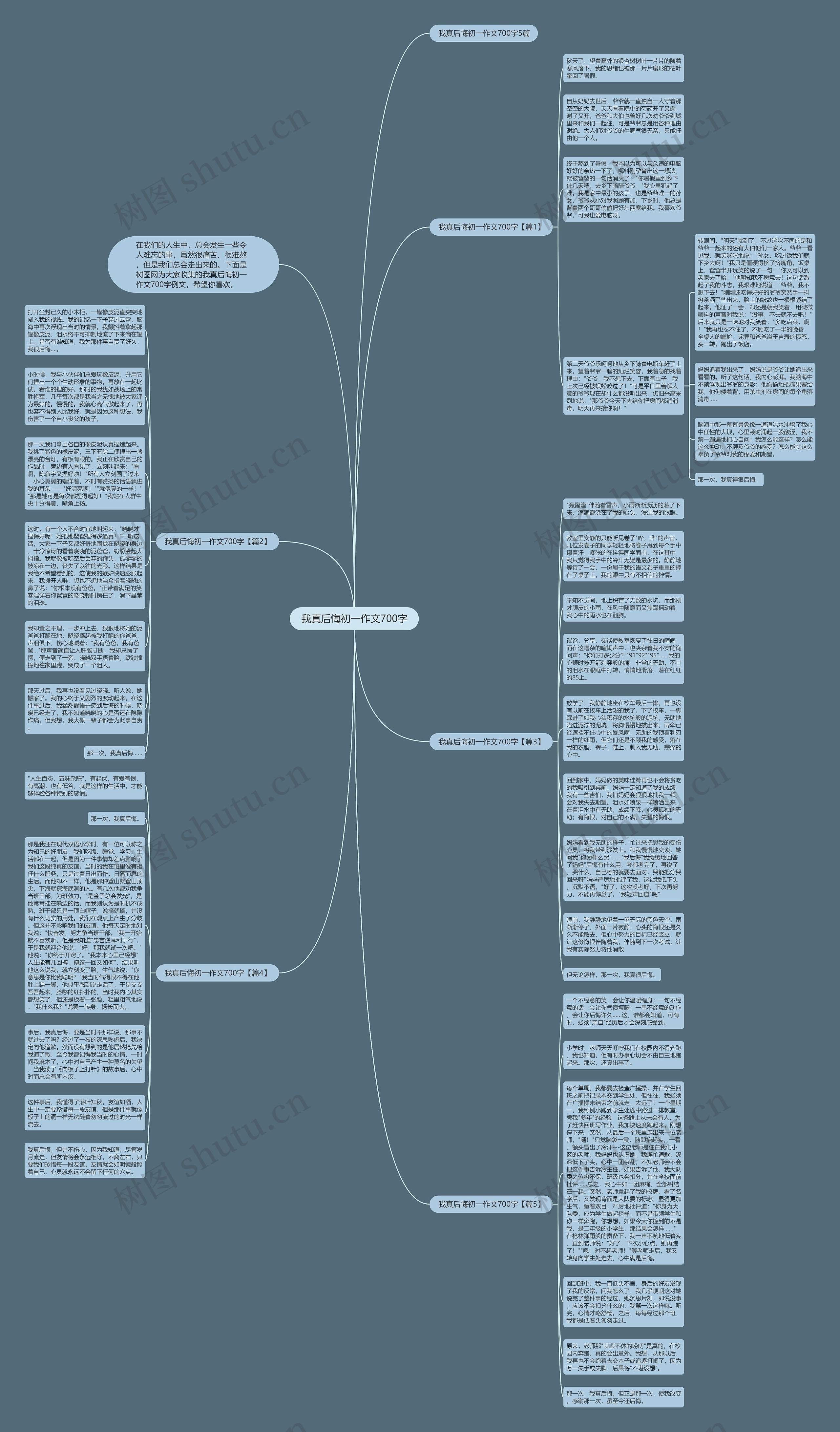 我真后悔初一作文700字思维导图