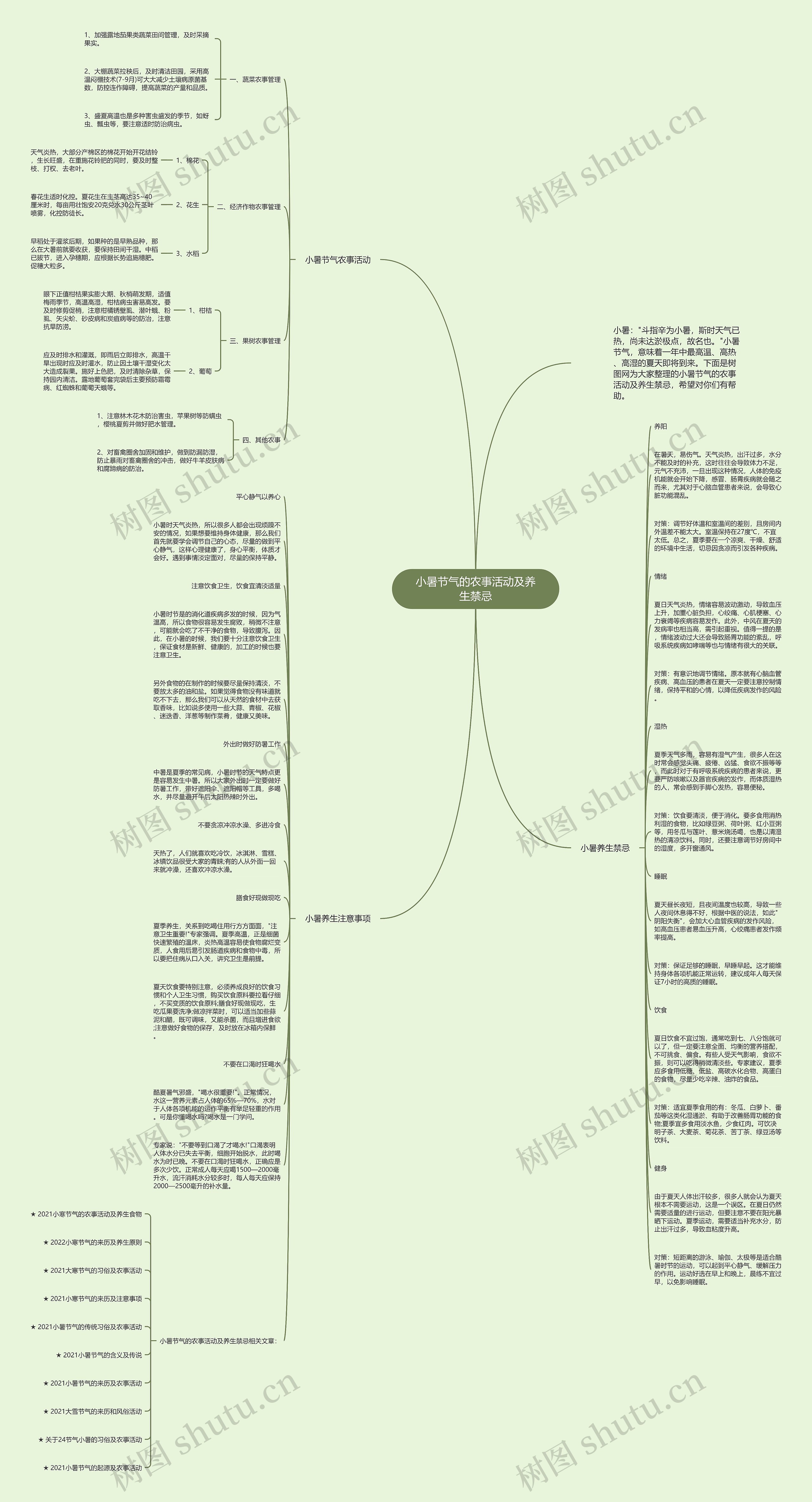 小暑节气的农事活动及养生禁忌思维导图