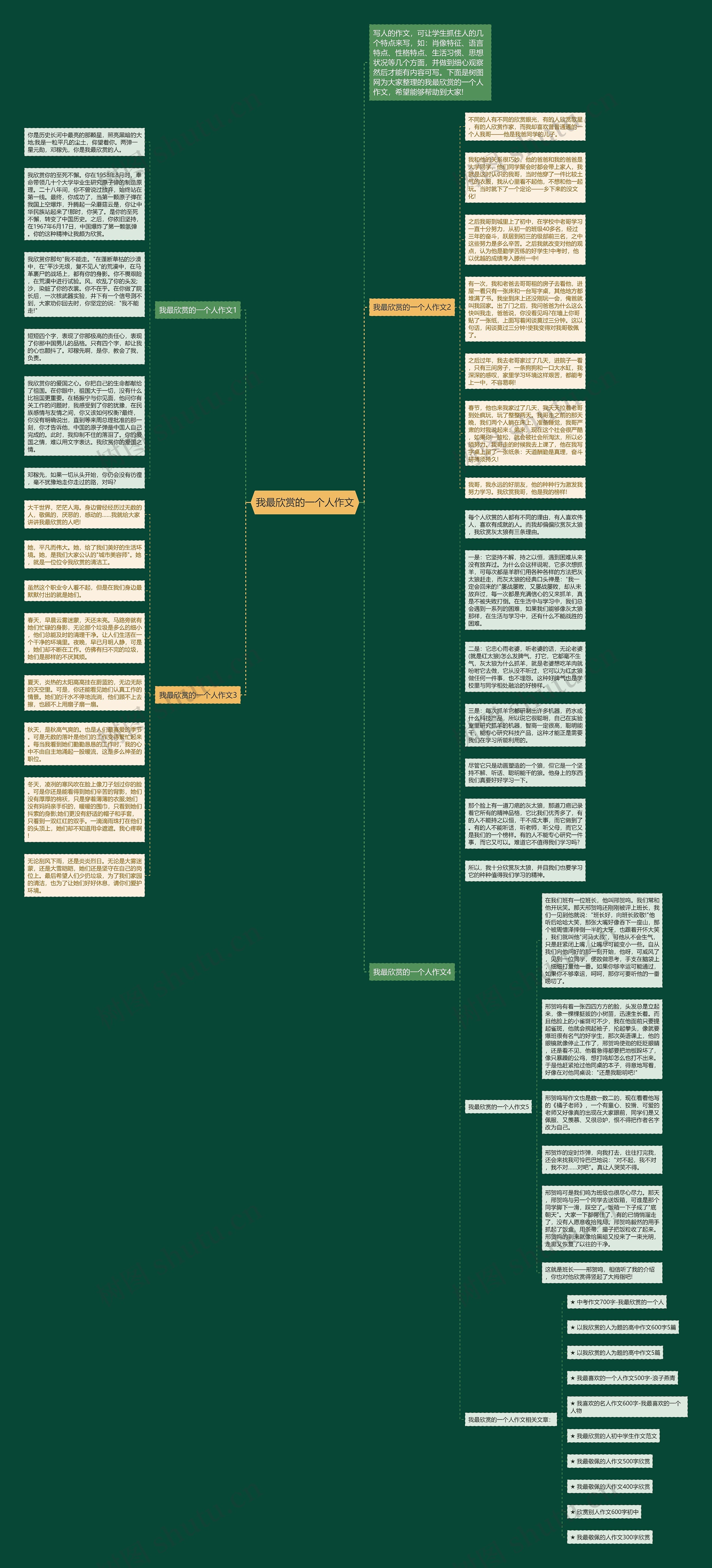 我最欣赏的一个人作文思维导图
