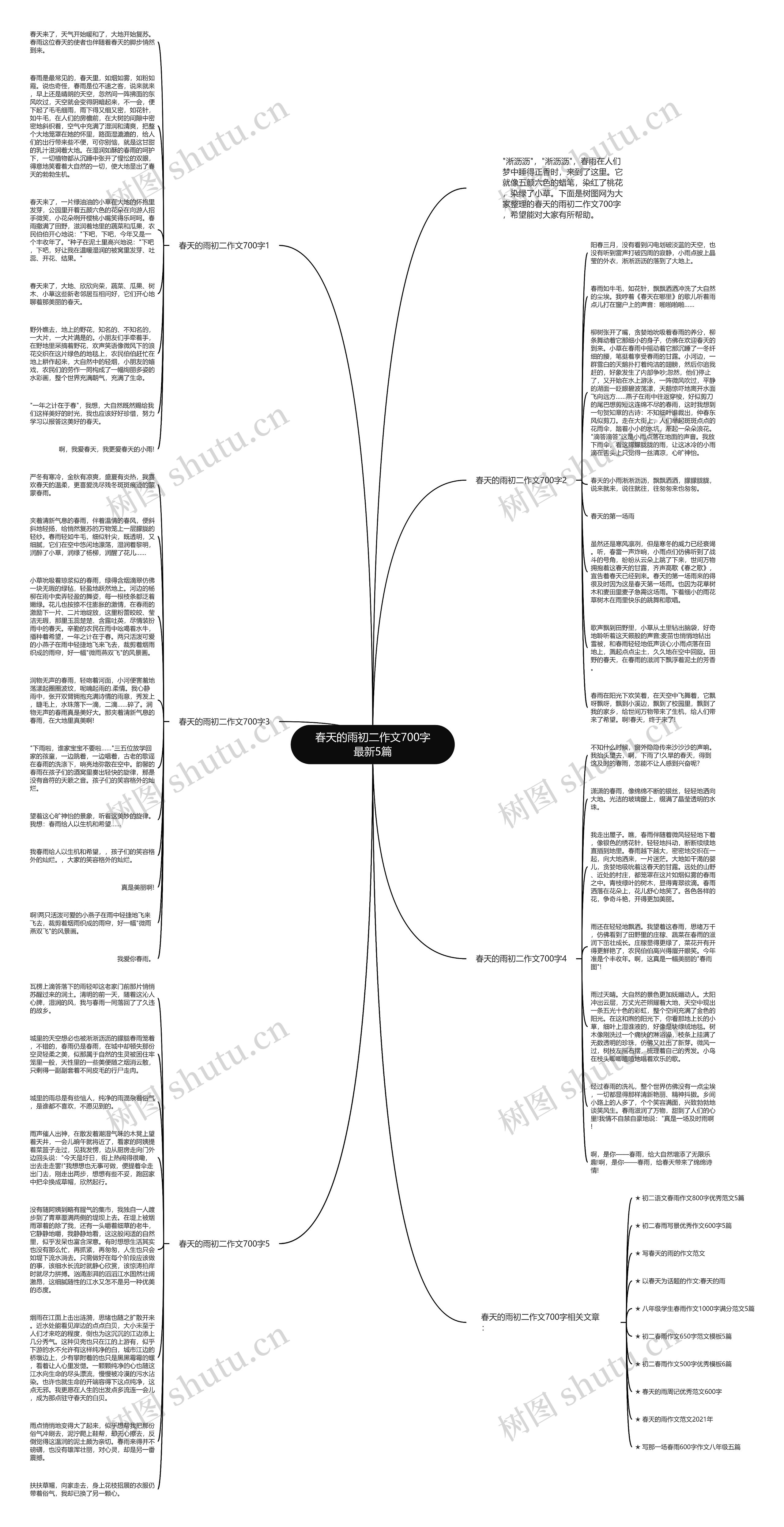 春天的雨初二作文700字最新5篇思维导图