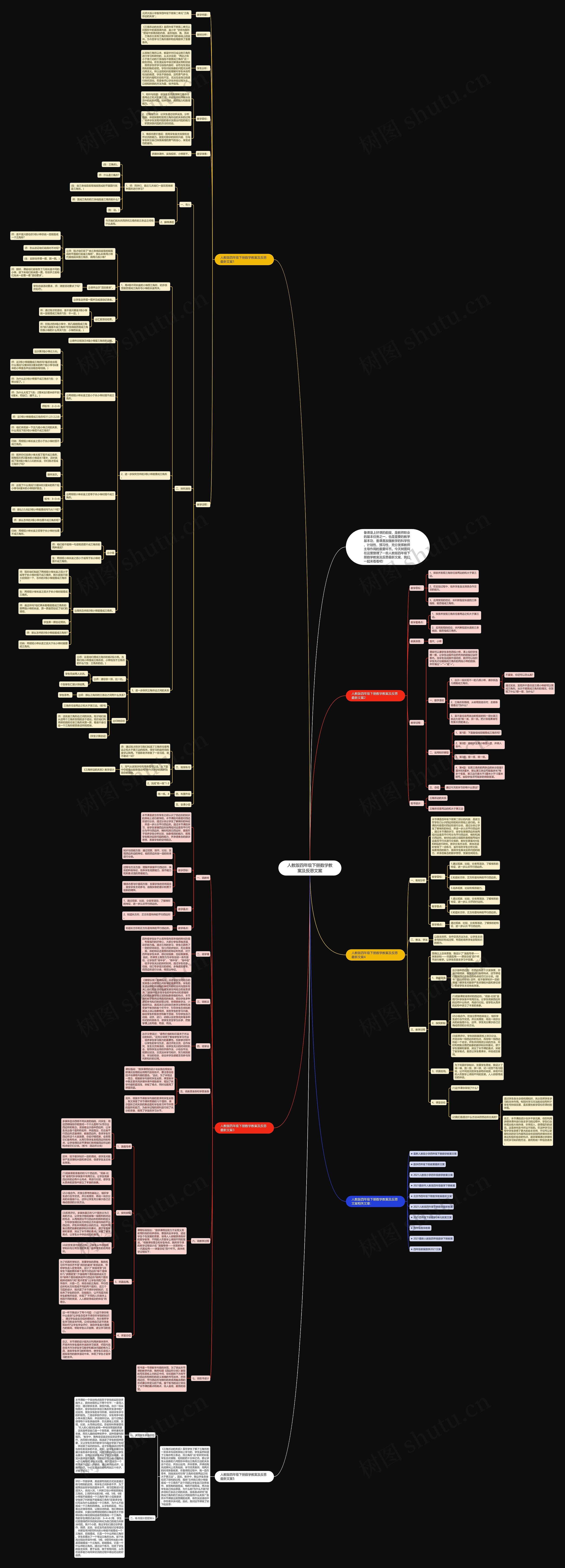 人教版四年级下册数学教案及反思文案思维导图