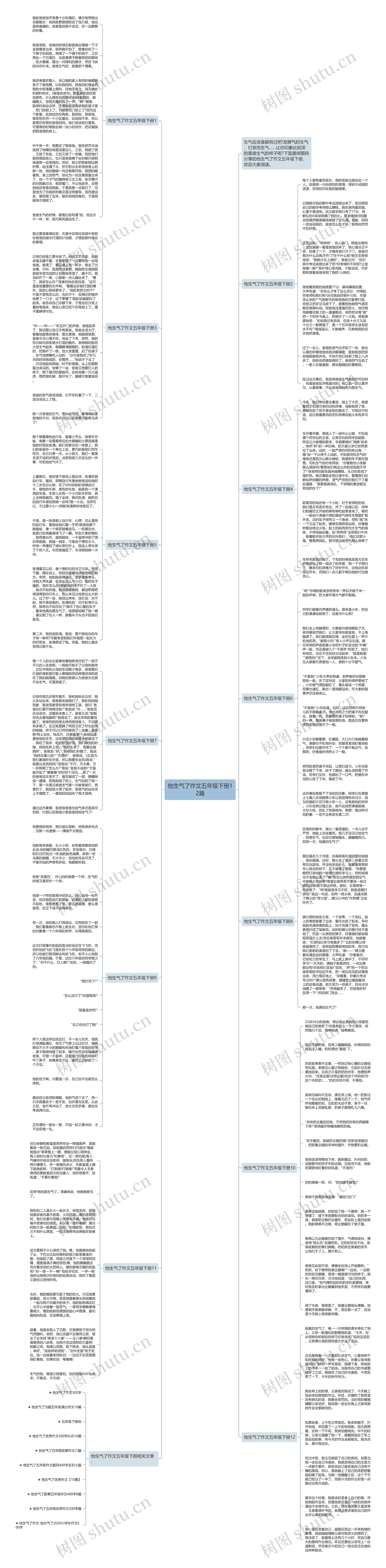 他生气了作文五年级下册12篇思维导图