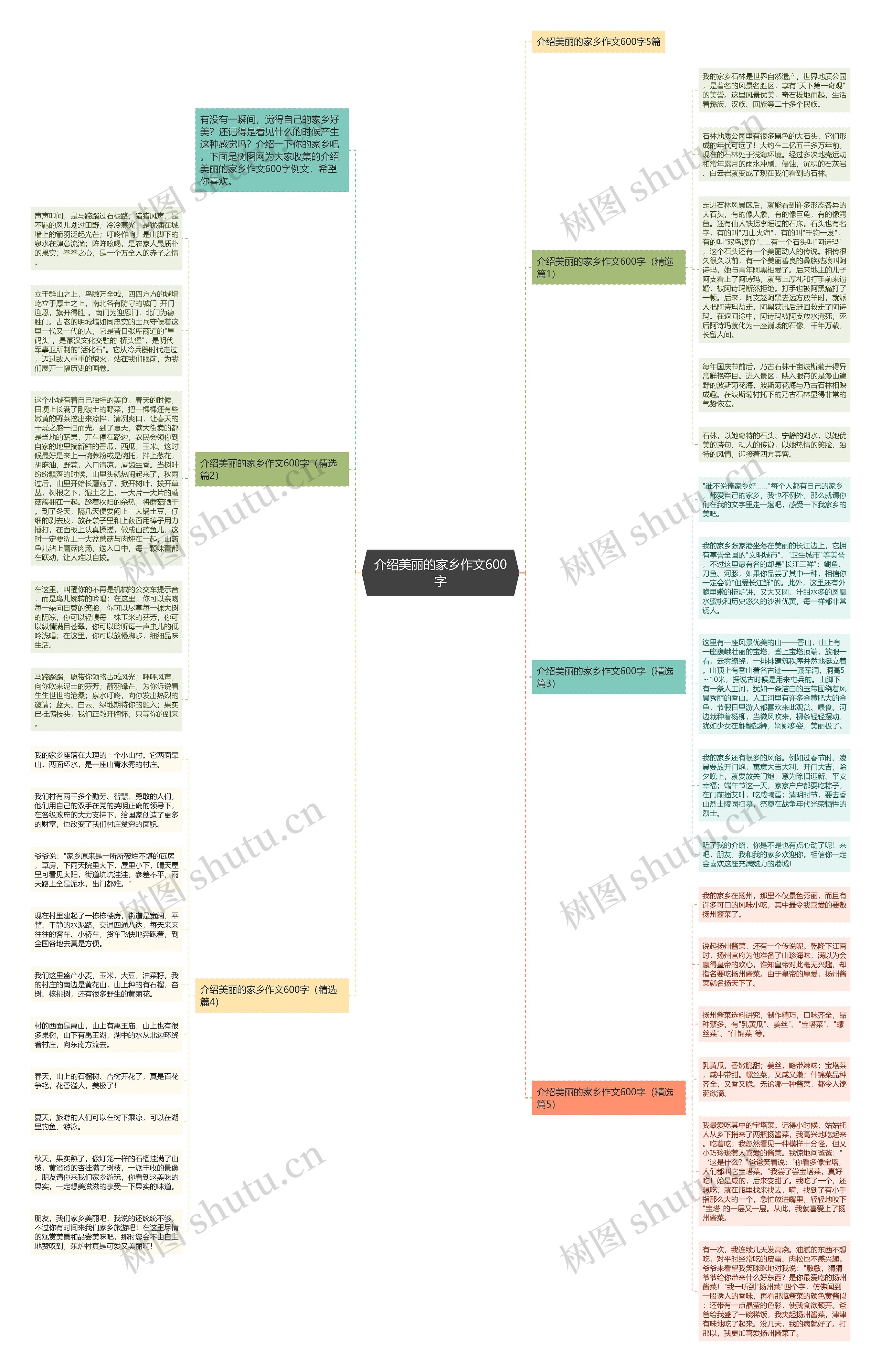介绍美丽的家乡作文600字思维导图
