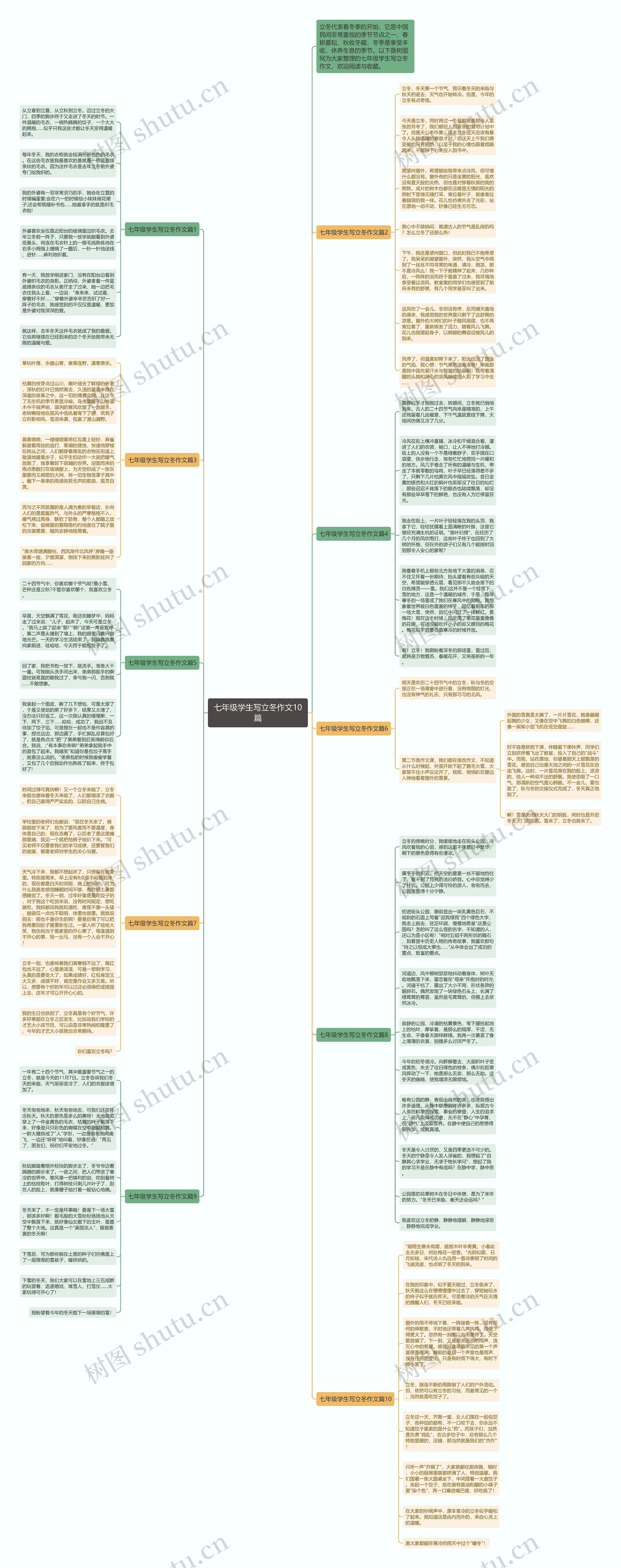 七年级学生写立冬作文10篇思维导图