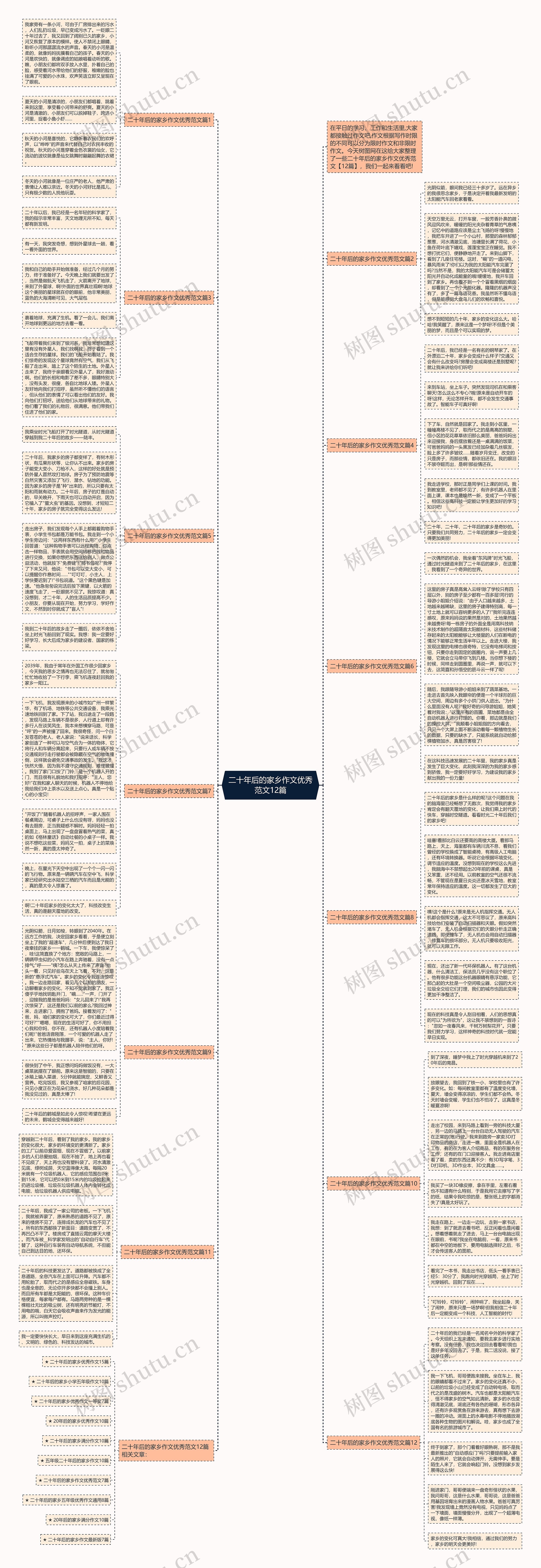 二十年后的家乡作文优秀范文12篇思维导图