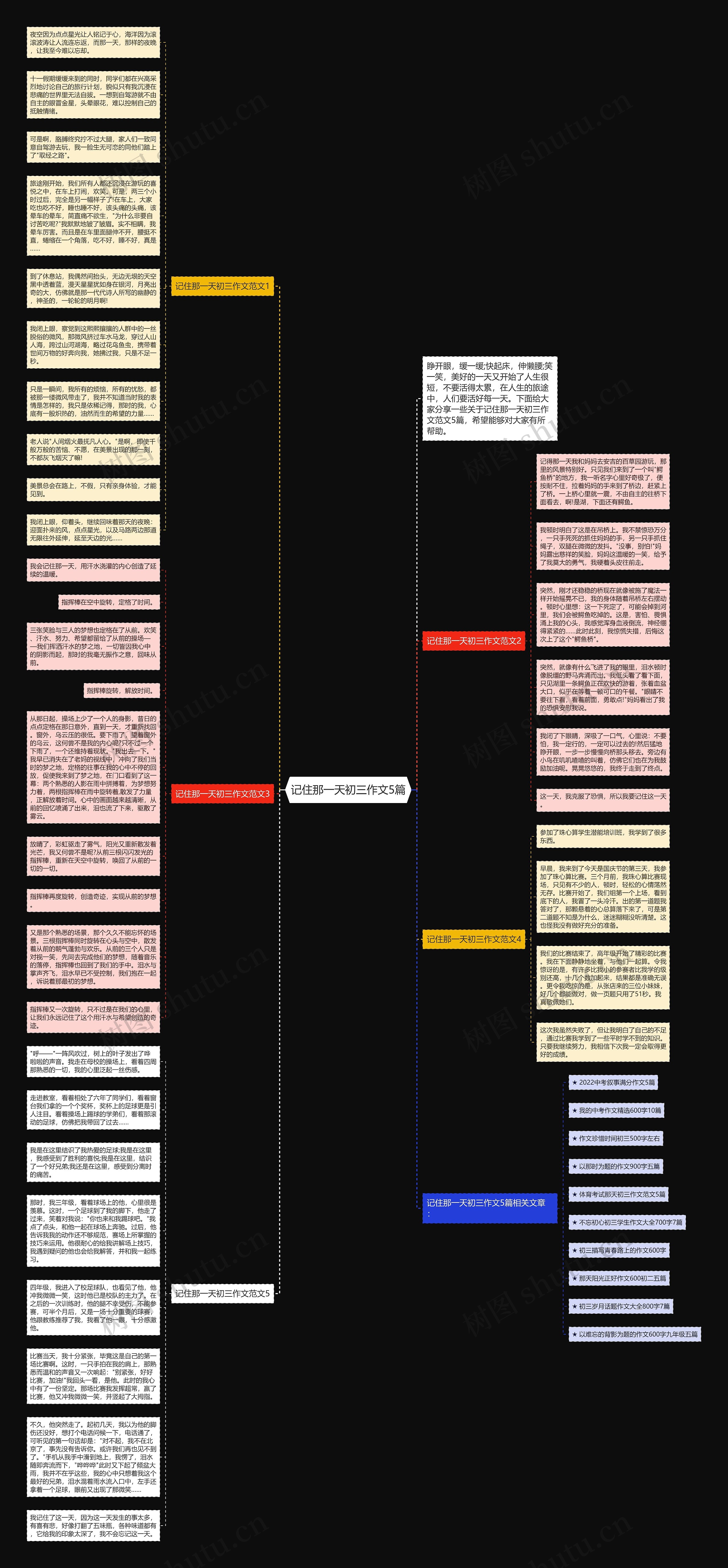 记住那一天初三作文5篇思维导图