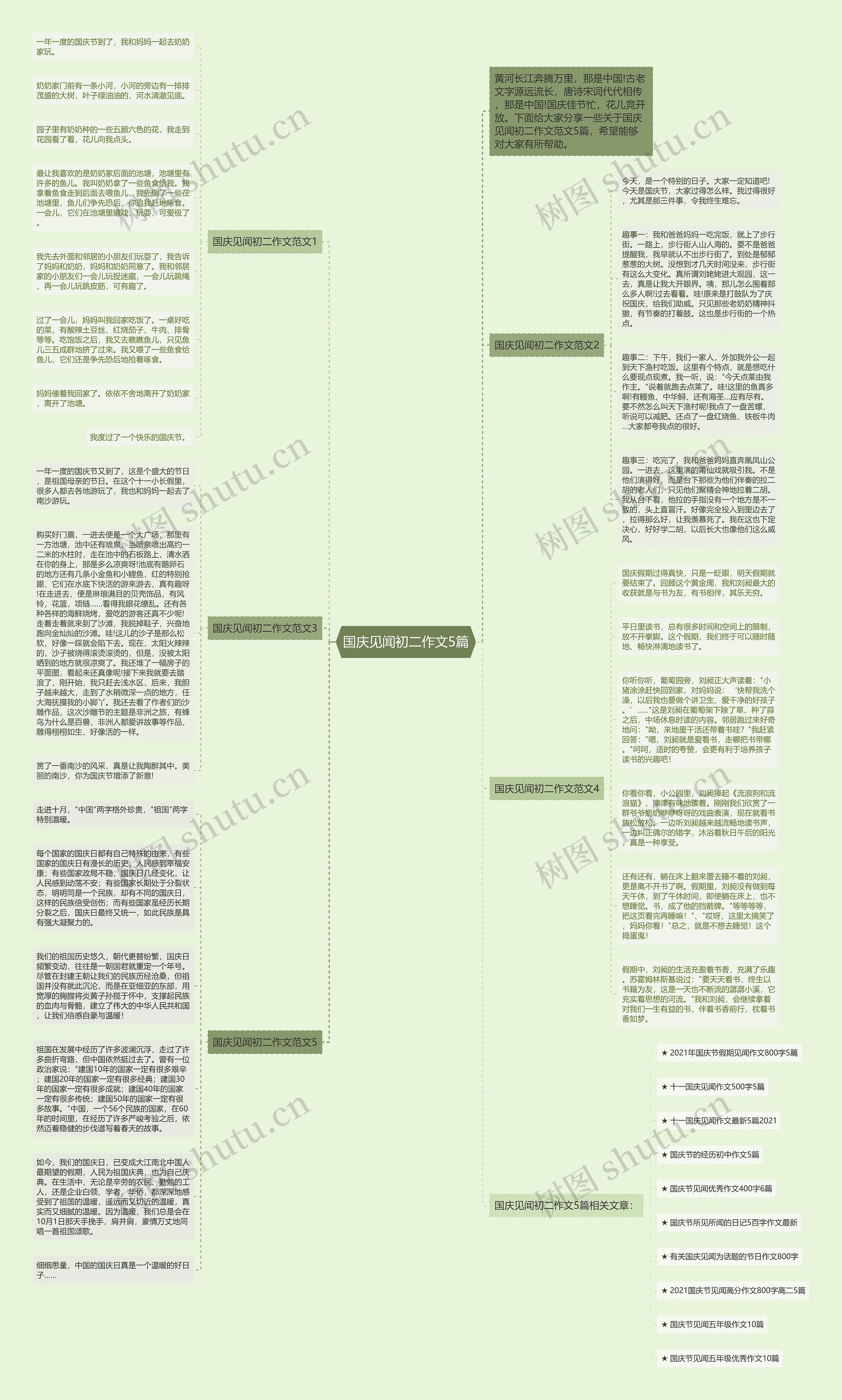 国庆见闻初二作文5篇思维导图