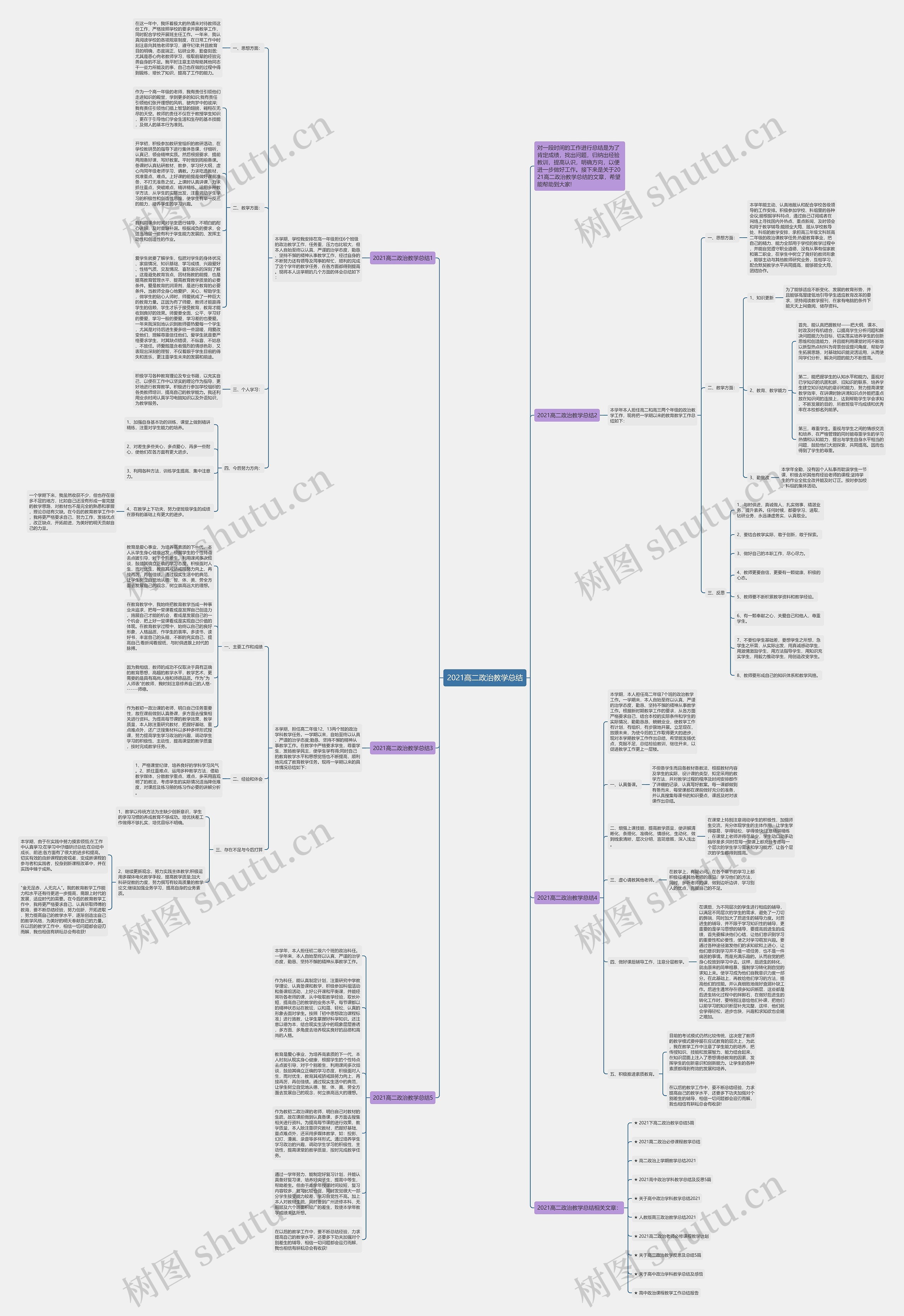 2021高二政治教学总结思维导图