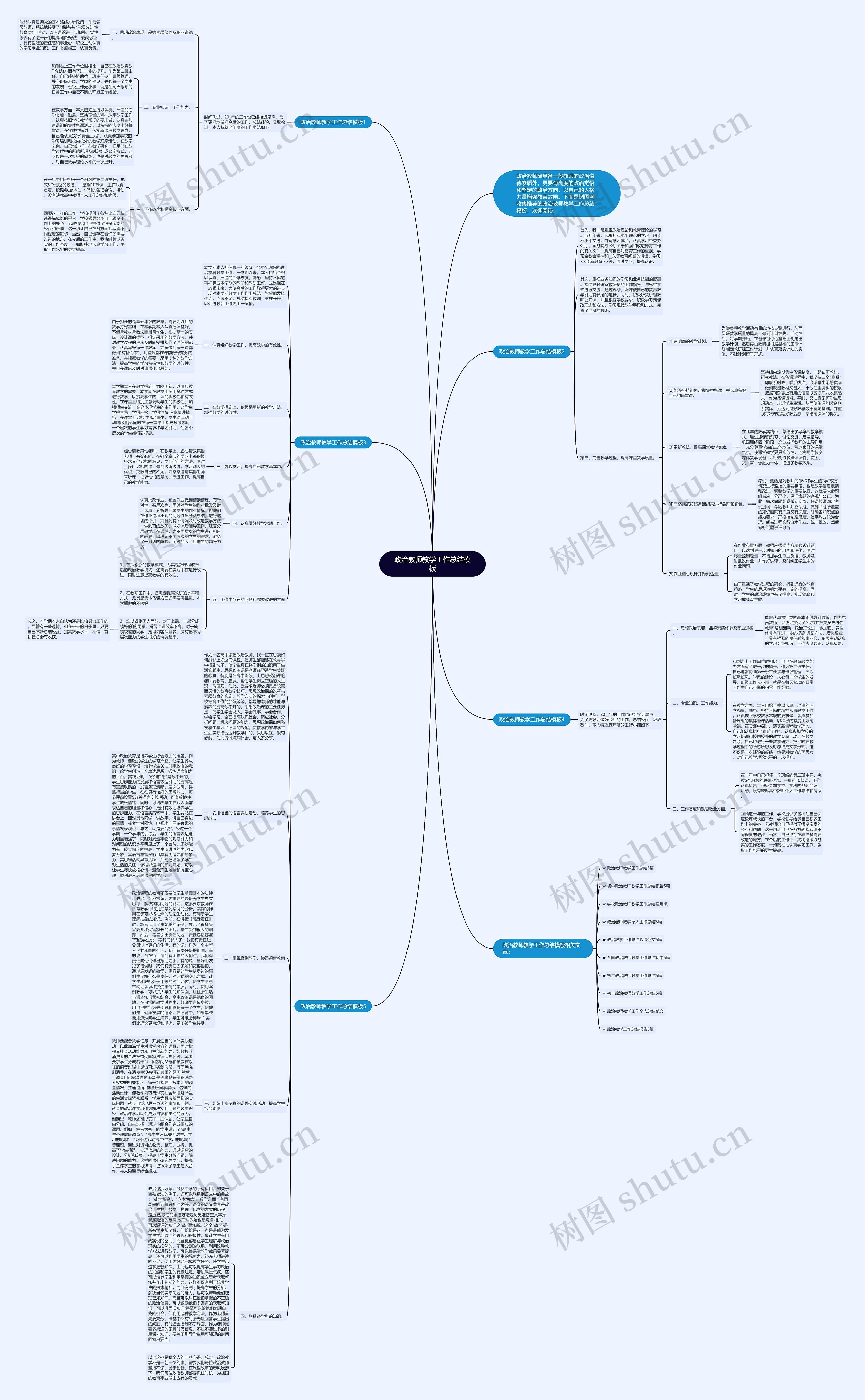 政治教师教学工作总结思维导图