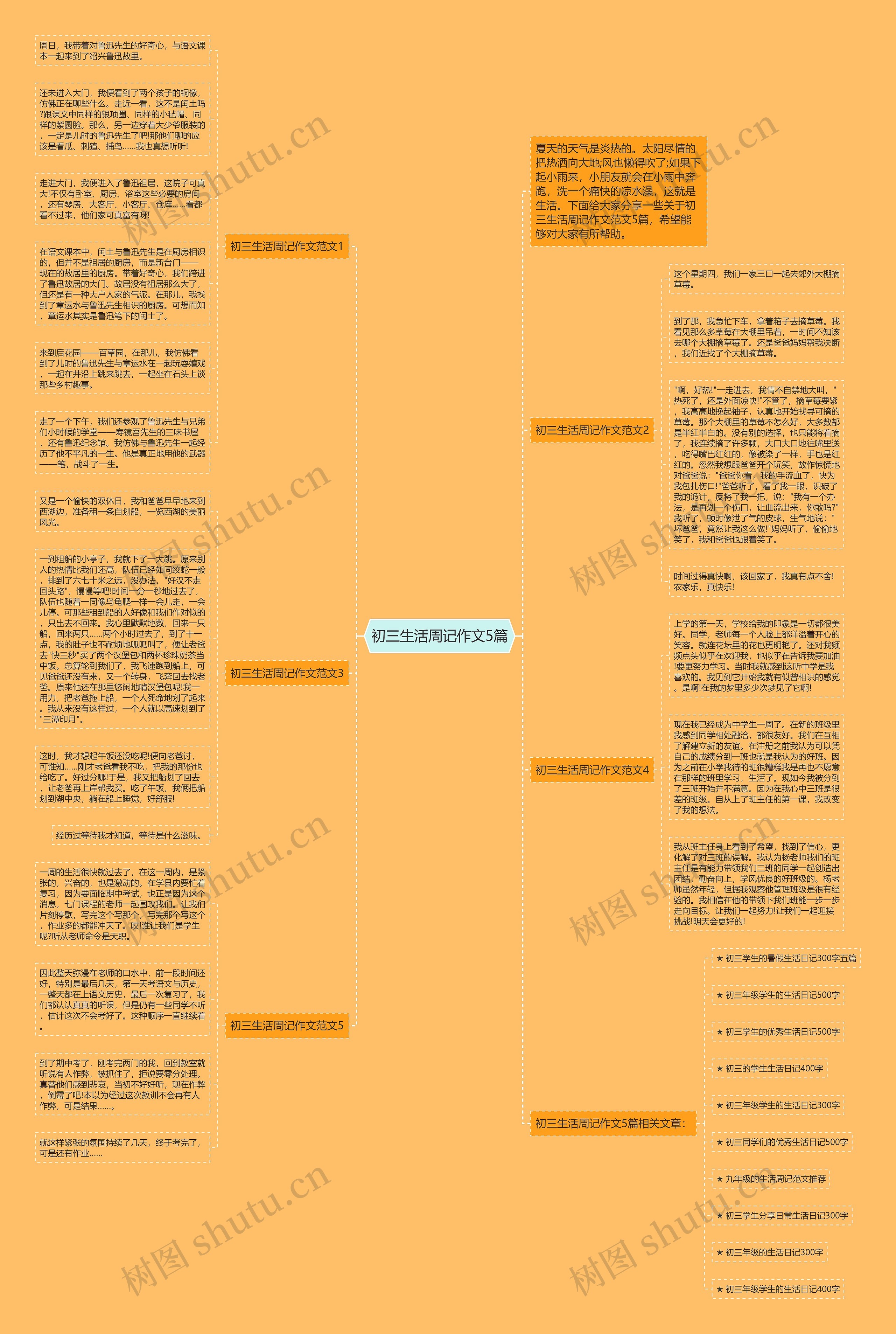 初三生活周记作文5篇思维导图