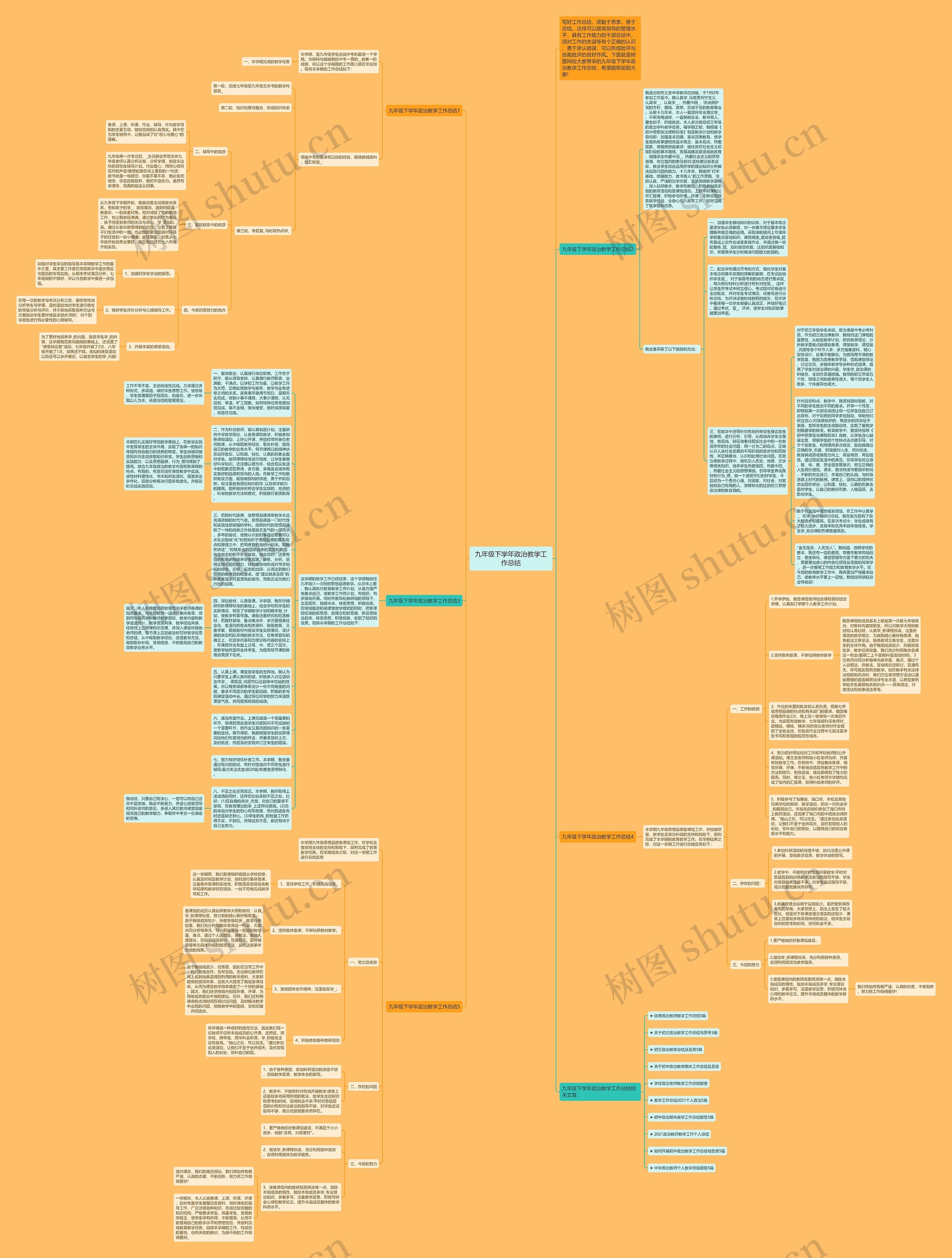 九年级下学年政治教学工作总结思维导图