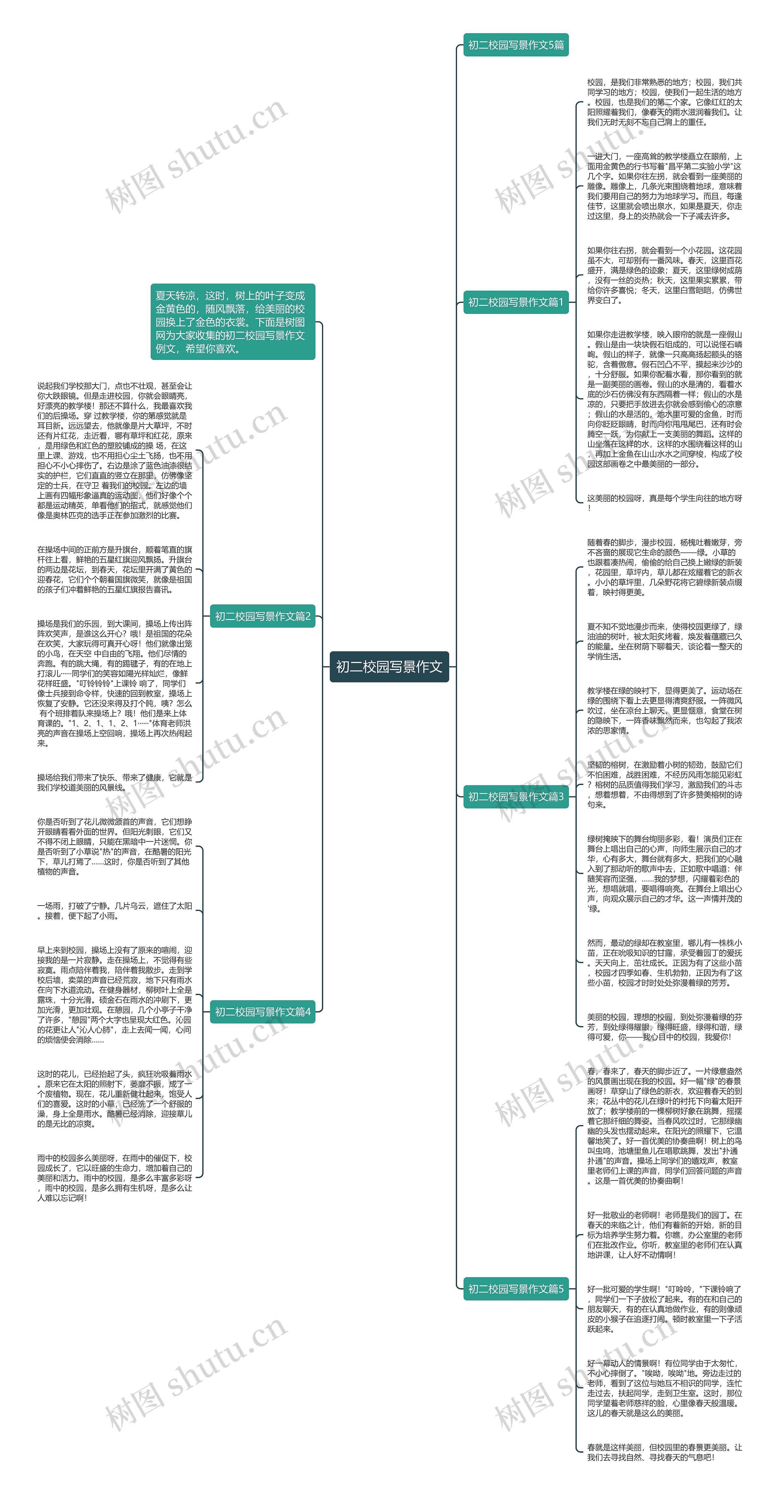 初二校园写景作文思维导图