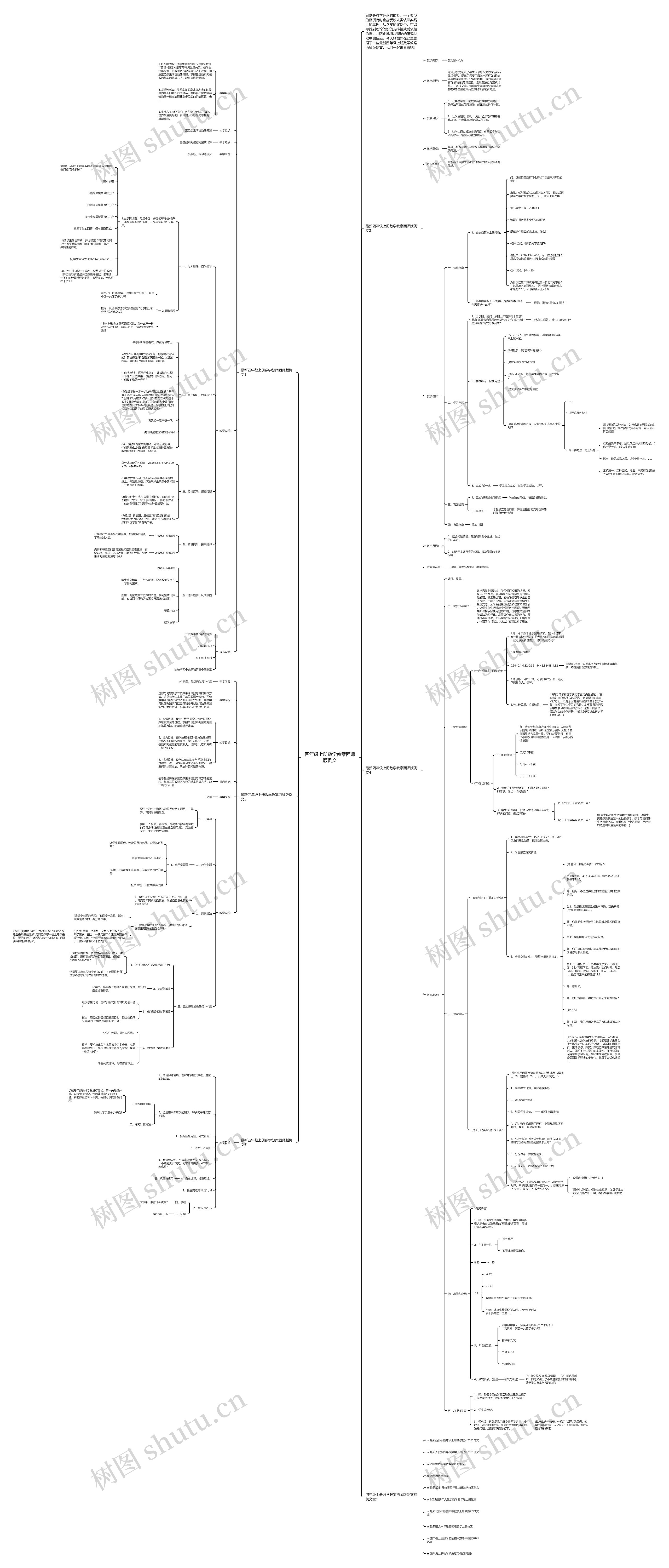 四年级上册数学教案西师版例文思维导图